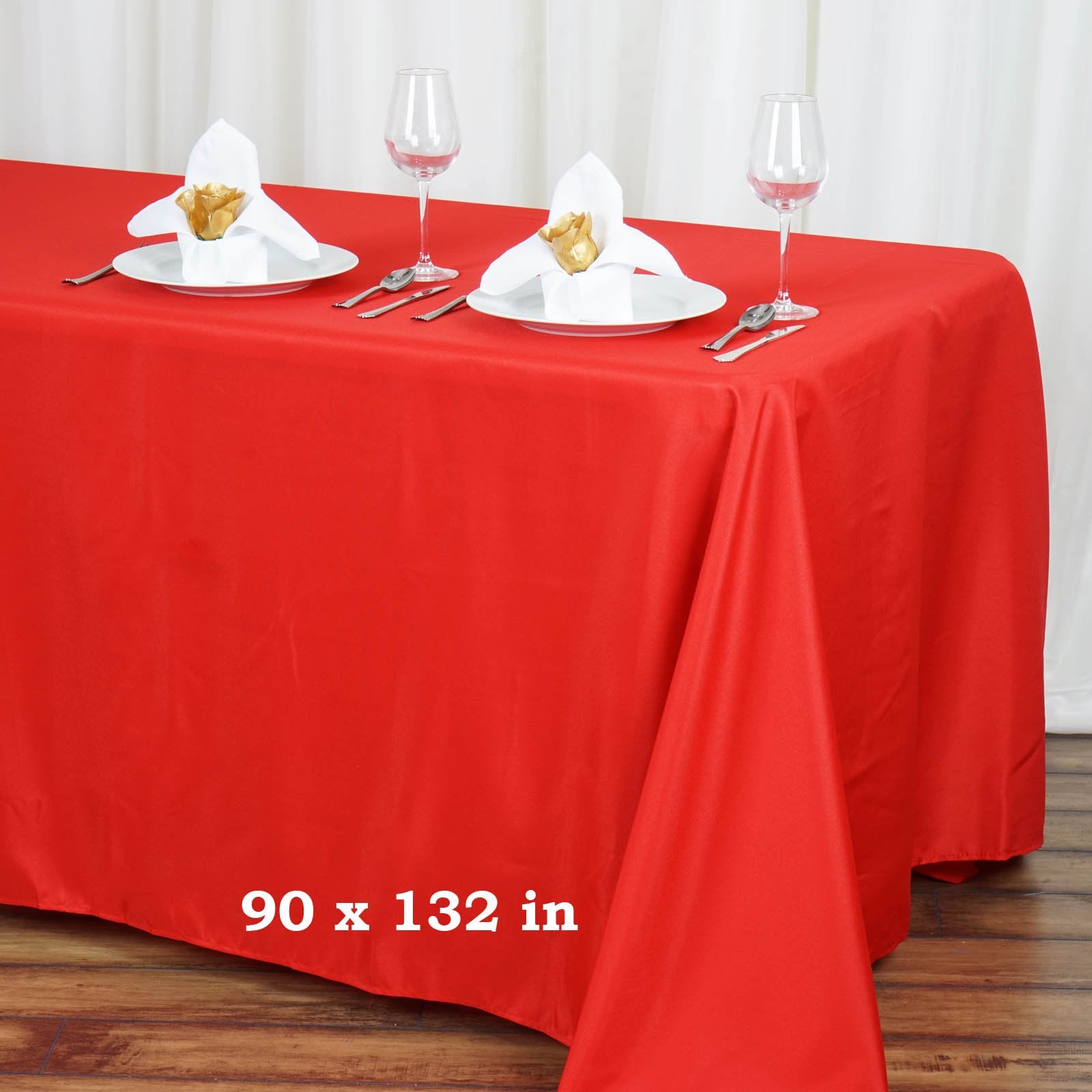 LinenTablecloth 90 x 132-Inch Rectangular Polyester Tablecloth White