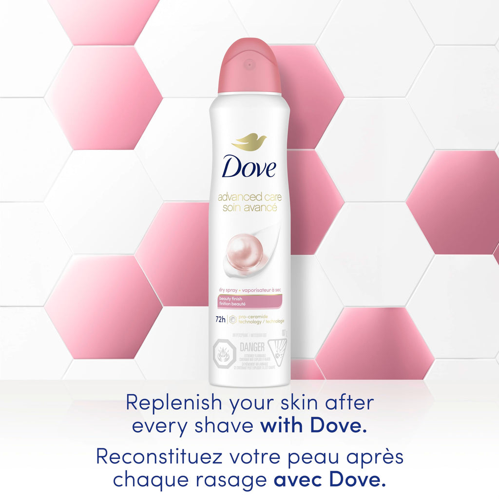 Dove Advanced Care Beauty Finish Dry Spray Antiperspirant Deodorant for Women with ¼ Moisturizers 107 g