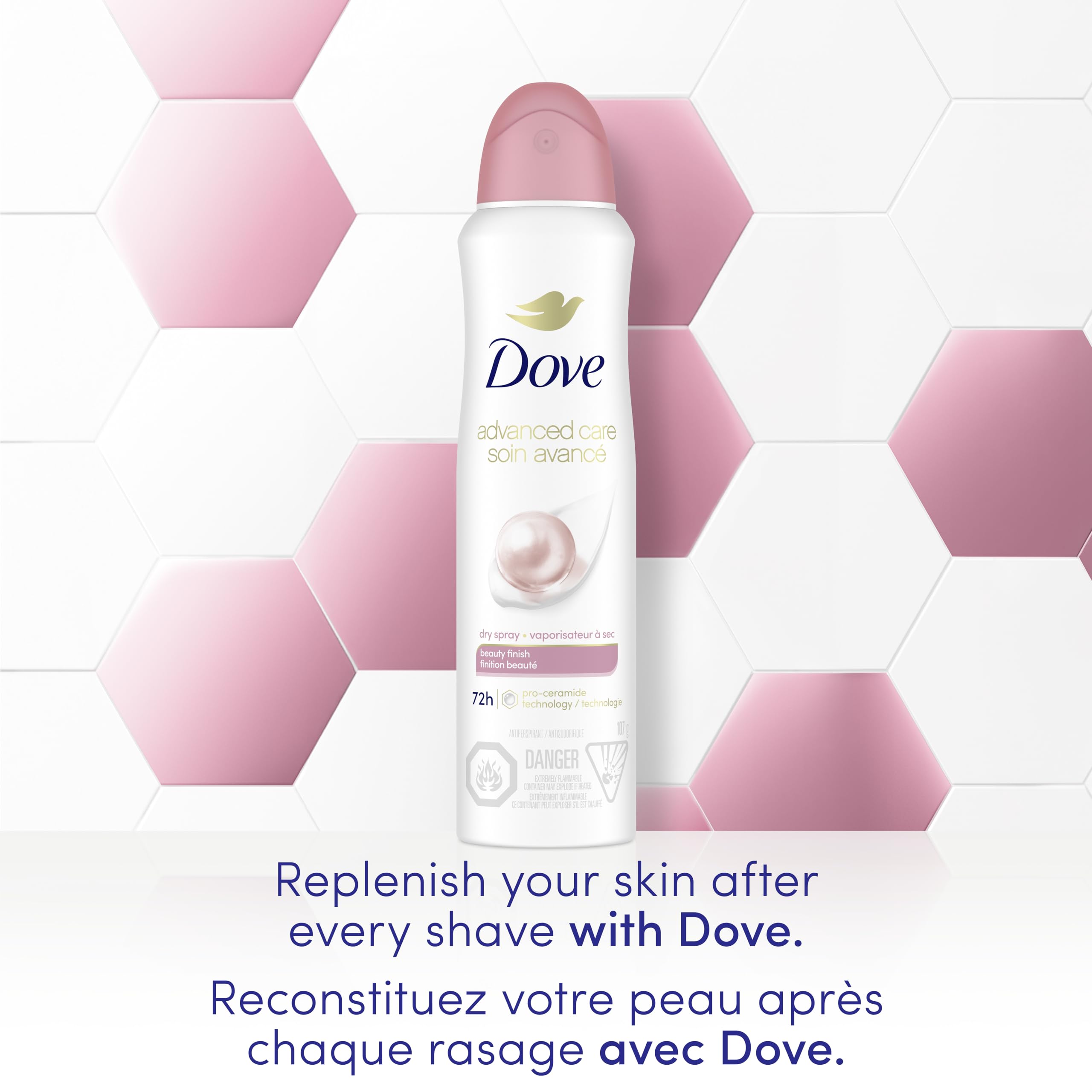 Dove Advanced Care Beauty Finish Dry Spray Antiperspirant Deodorant for Women with ¼ Moisturizers 107 g
