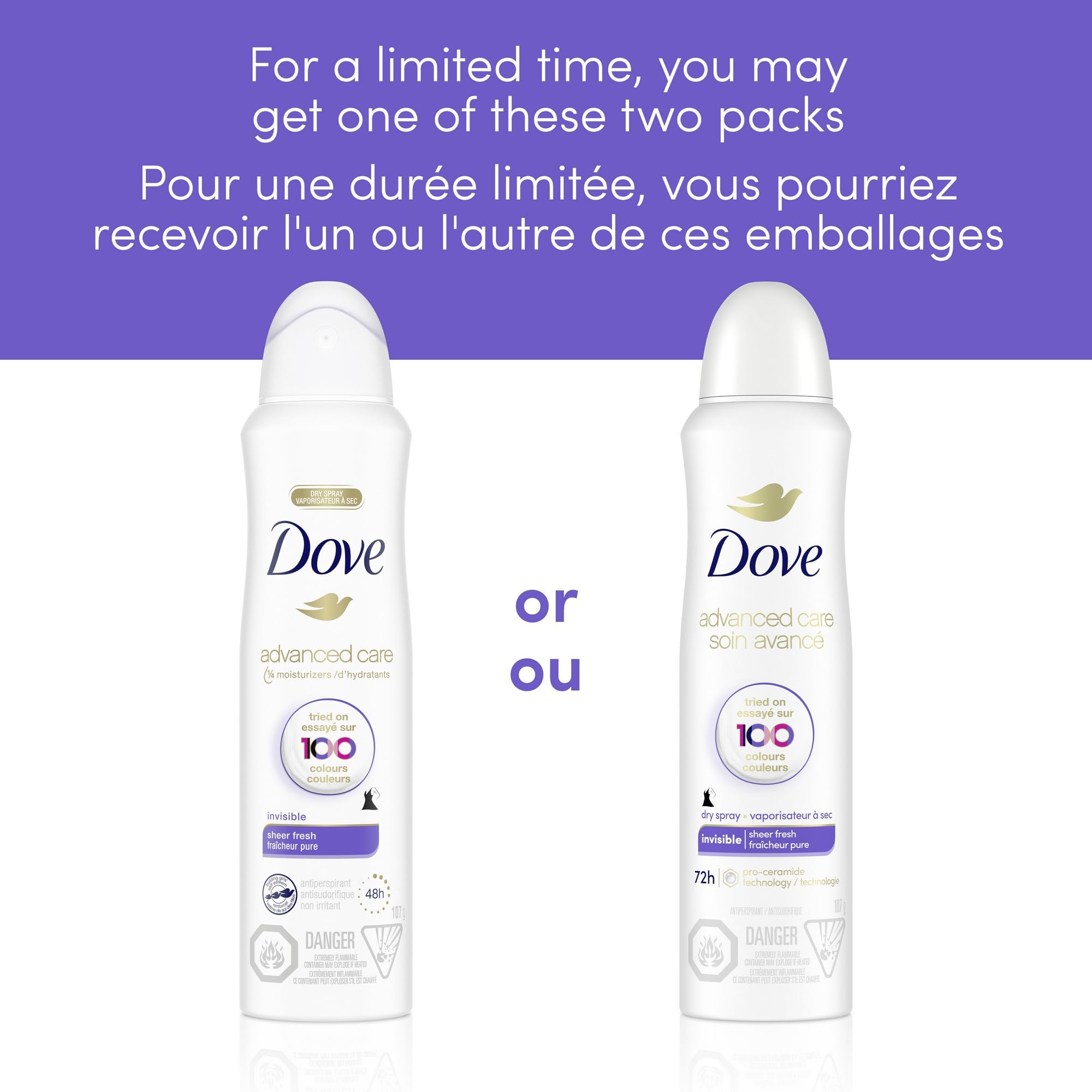 Dove Advanced Care Beauty Finish Dry Spray Antiperspirant Deodorant for Women with ¼ Moisturizers 107 g