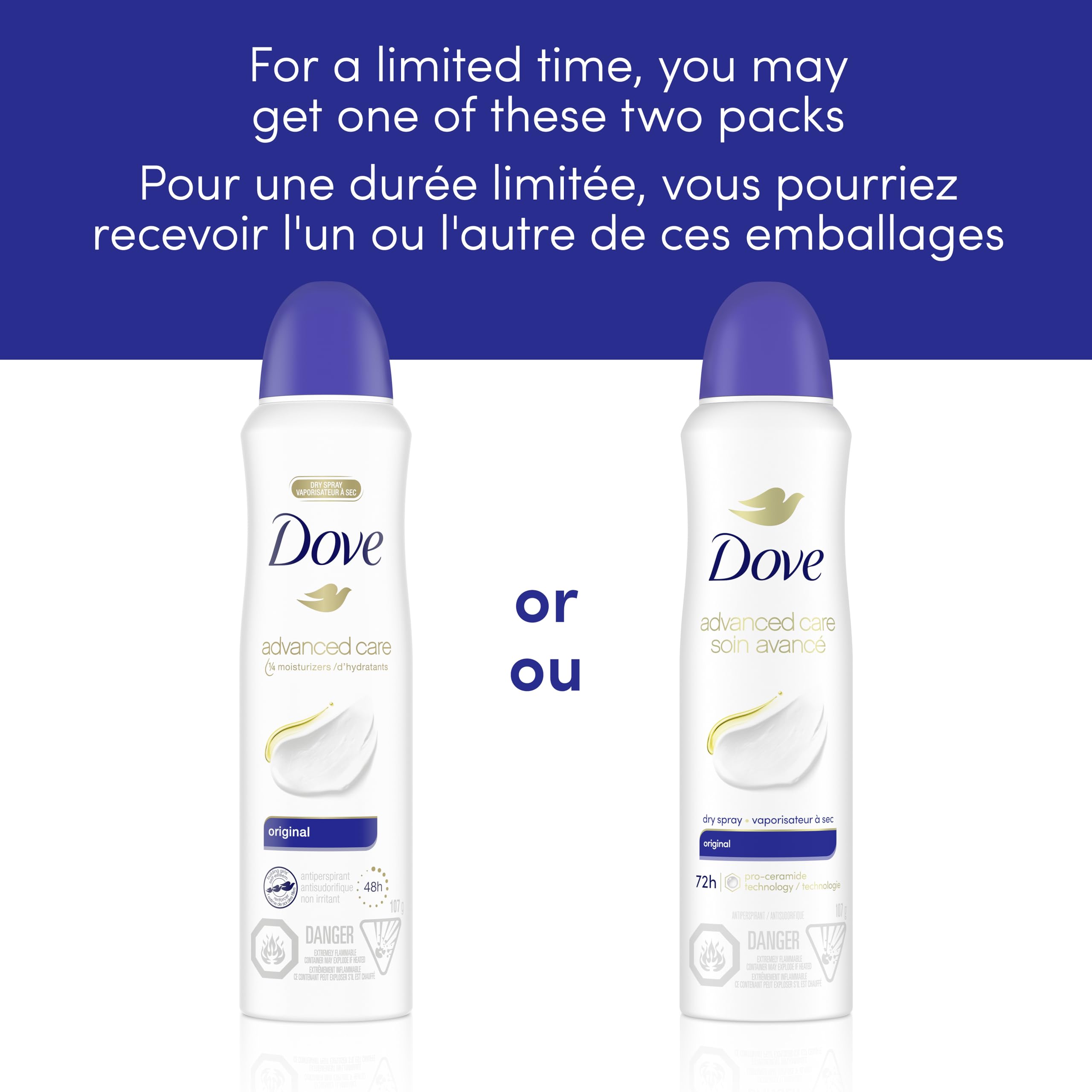 Dove Advanced Care Beauty Finish Dry Spray Antiperspirant Deodorant for Women with ¼ Moisturizers 107 g