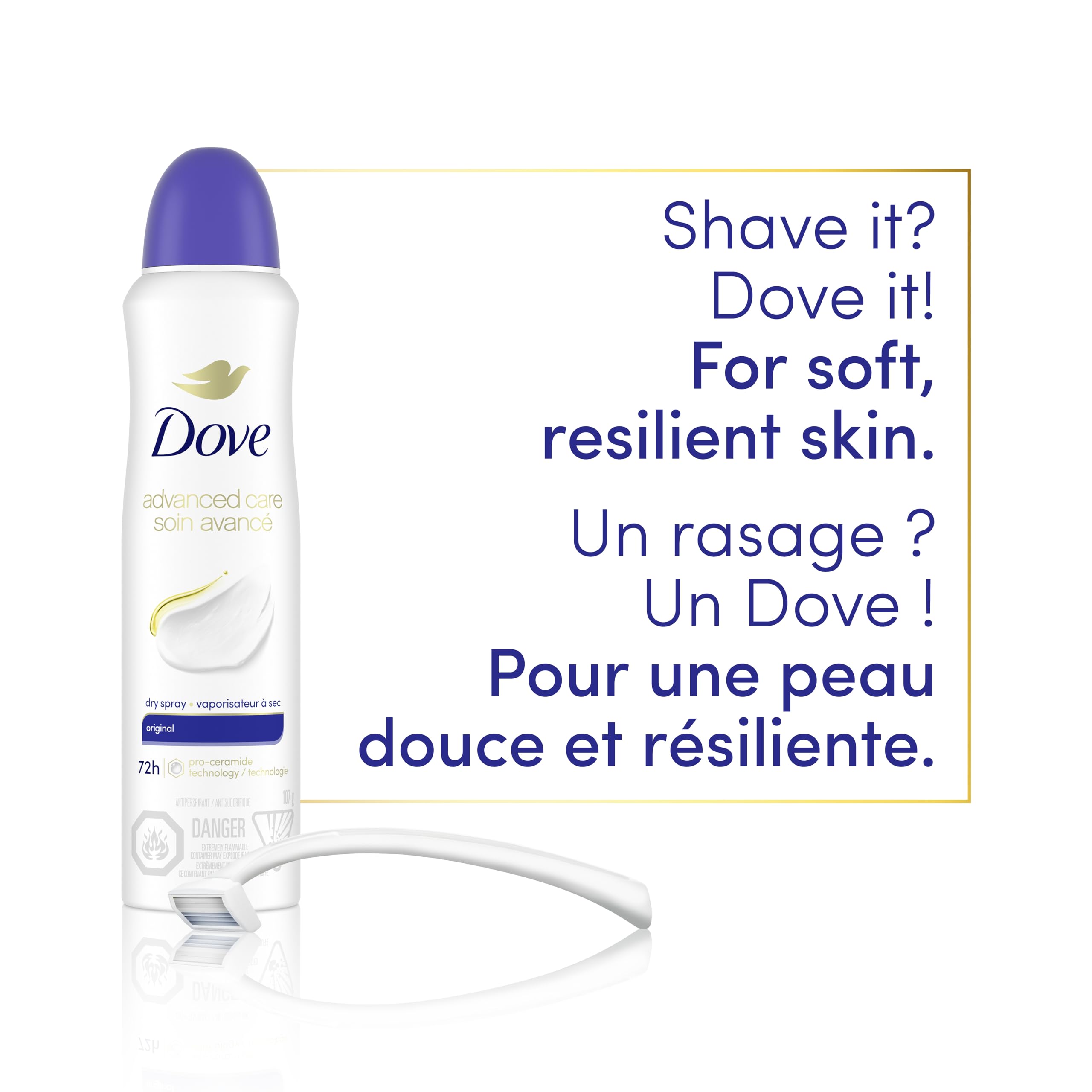 Dove Advanced Care Beauty Finish Dry Spray Antiperspirant Deodorant for Women with ¼ Moisturizers 107 g