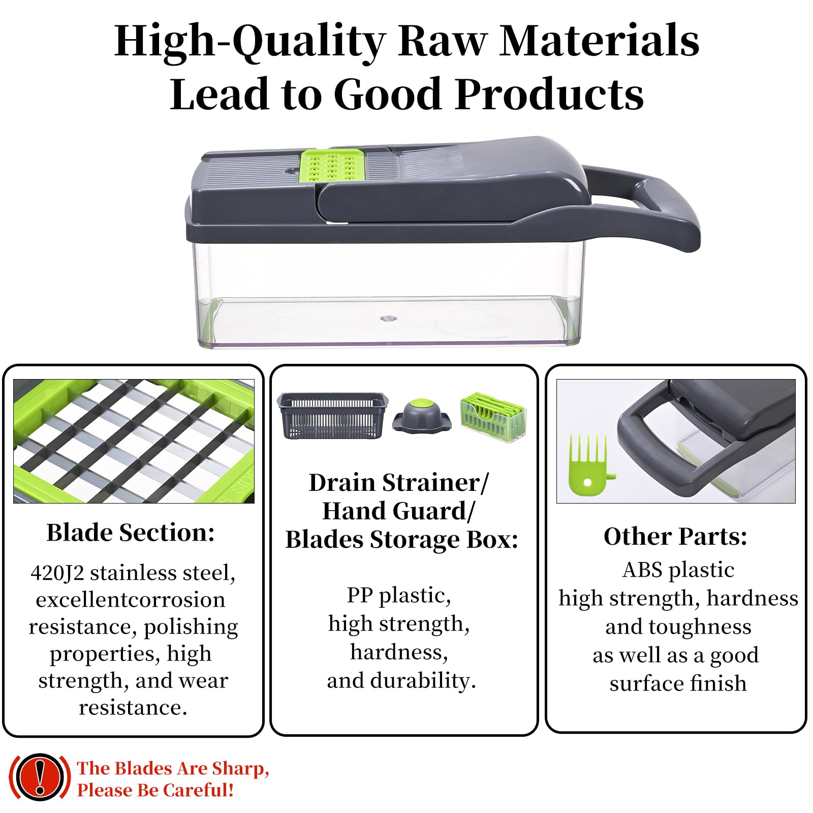 Veggie Slicer Chopper Dicer and Cutter Multifunctional 17-in-1 Vegetable Mandoline Chopper with Container, 11 Interchangable Blades, Drain Strainer, Cleaning Brush, Hand Protector (White)