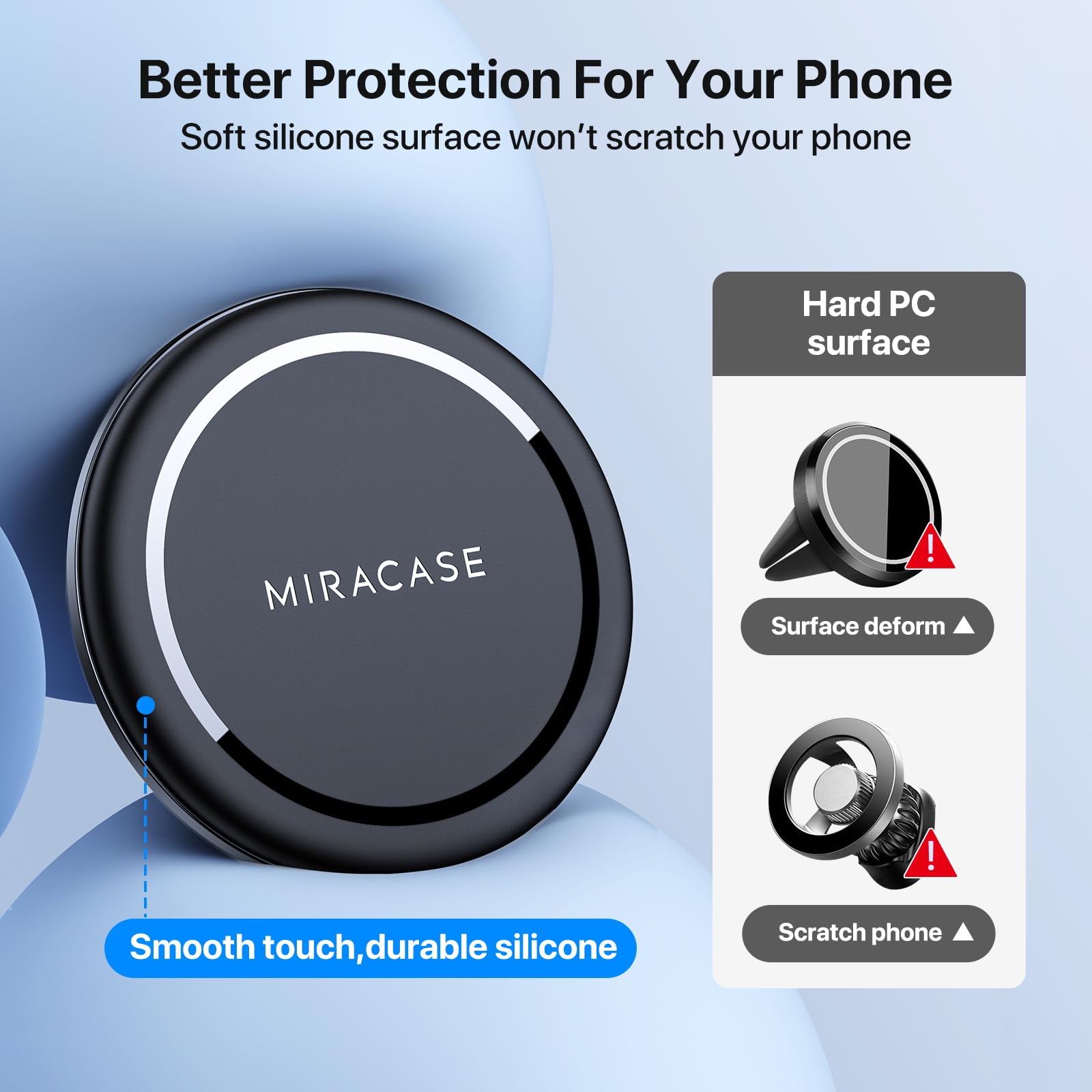 Miracase Car Phone Mount, [Upgraded Strong Military Grade Suction Cup] Long Arm Phone Holder for Car Dashboard Windshield Vent, Hands Free Cell Phone Holder Compatible with All Mobile Phones