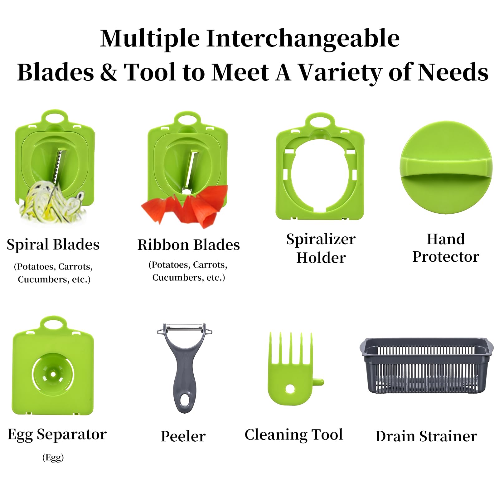 Veggie Slicer Chopper Dicer and Cutter Multifunctional 17-in-1 Vegetable Mandoline Chopper with Container, 11 Interchangable Blades, Drain Strainer, Cleaning Brush, Hand Protector (White)