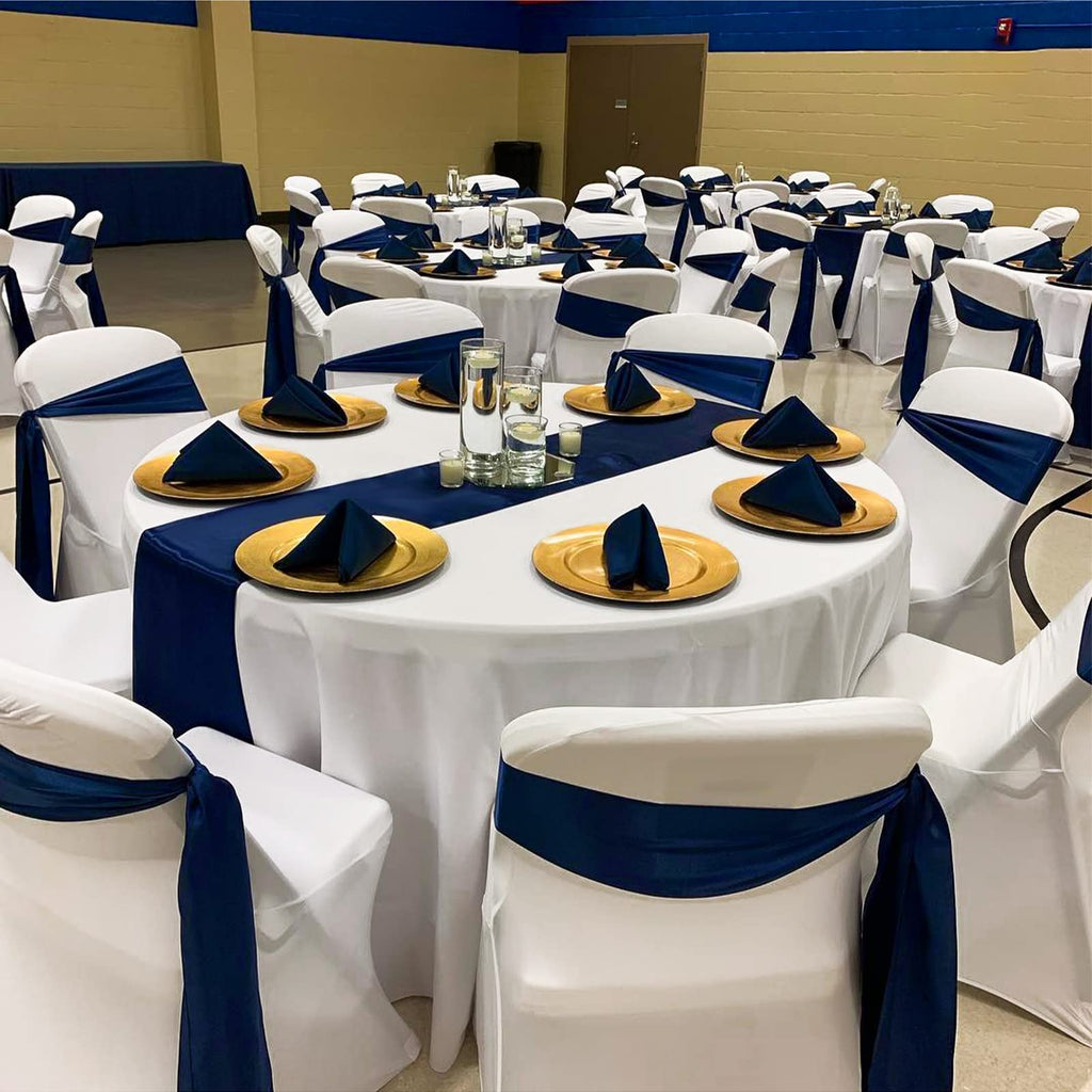 Pesonlook 15 Pack Royal Blue Table Runners 12 x 108 Inch Long for Rectangle Round Tables, Satin Table Runner for Wedding, Birthday Party Banquets Graduation Engagements Decoration