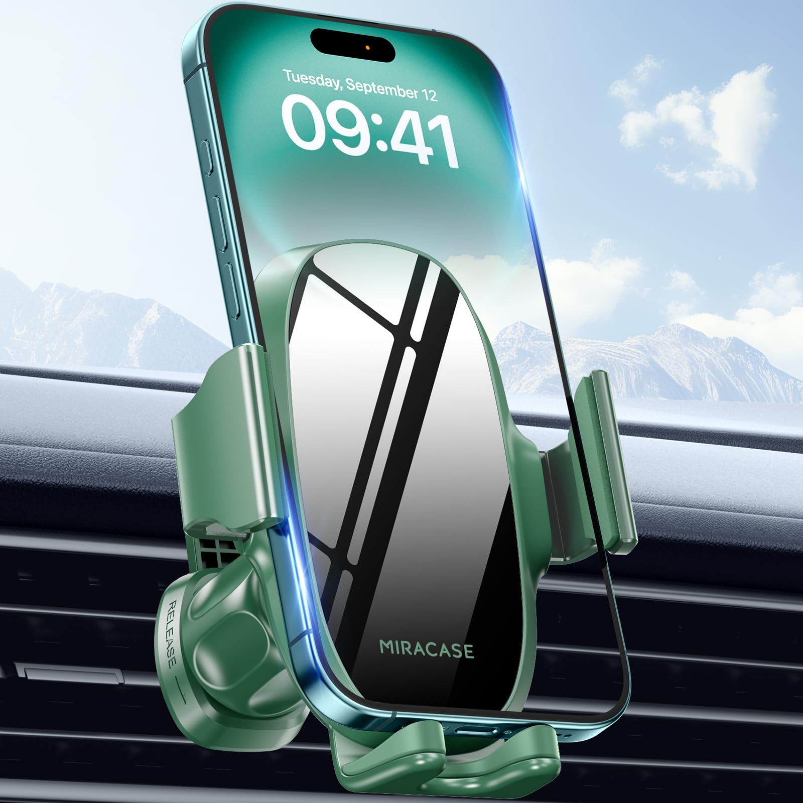 Miracase Phone Holder for Car Vent【2026 Wider Clamp & Metal Hook】 Car Phone Holder Mount for Vent Clip Hand Free Cell Phone Car Mount for iPhone 17 Pro Max 16 15 14 13 12 Samsung S25 Car Accesorries