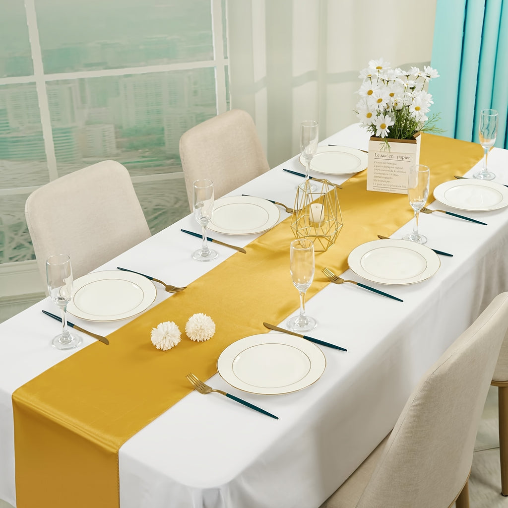 7pcs Satin Tablecloths, 12x108 Inches | Smooth Polyester Fabric, Ideal for Weddings, Birthday Parties, Banquets, Hotel Events, Decorates Rectangular and Round Tables