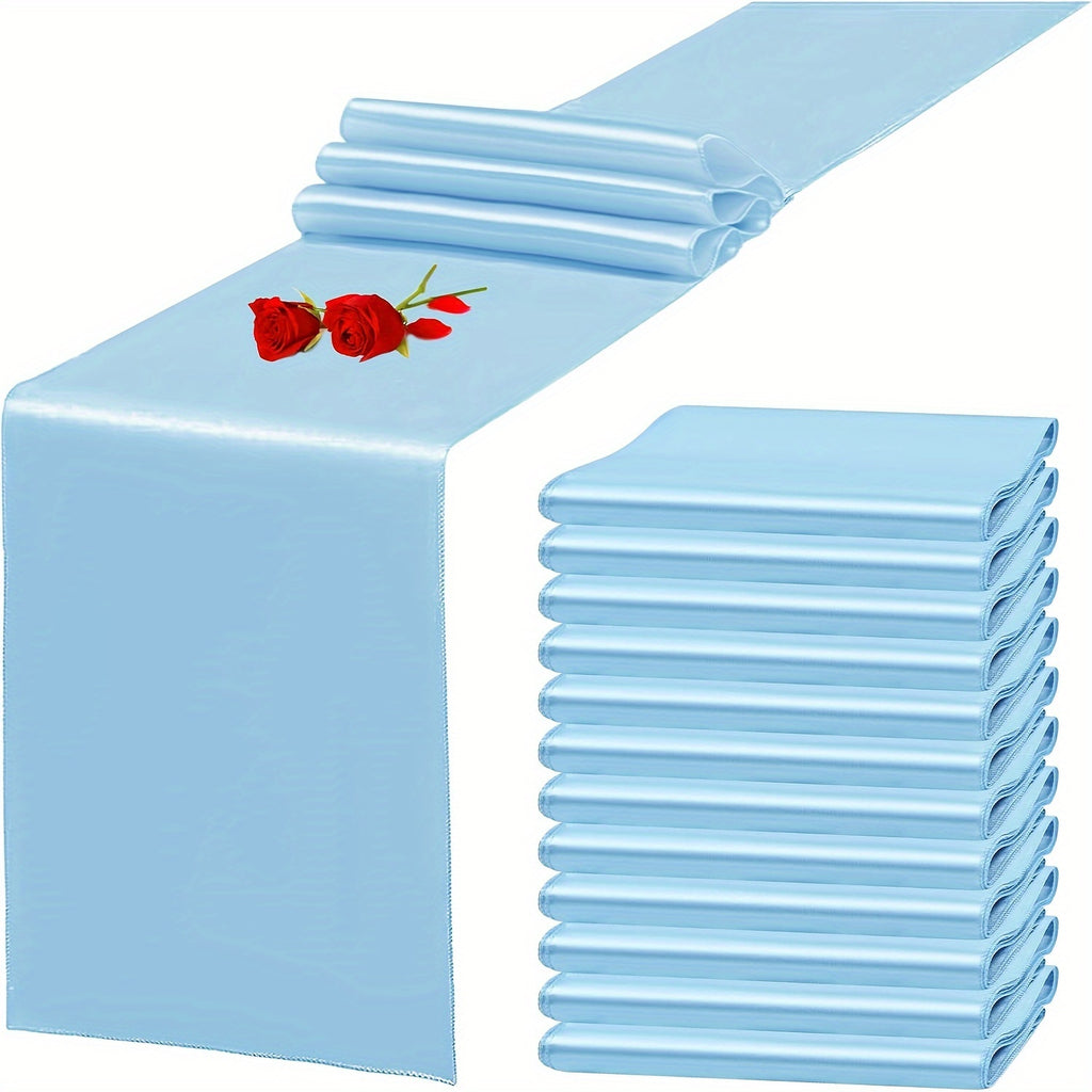 6/12pcs Satin Table Runners, 11.02 x 108.27 inch, Rectangular Polyester Table Runner for Halloween, Christmas, New Year, Wedding Receptions, Bridal Showers, Banquets, Graduation Ceremonies, Birthday Parties, Available in Mult