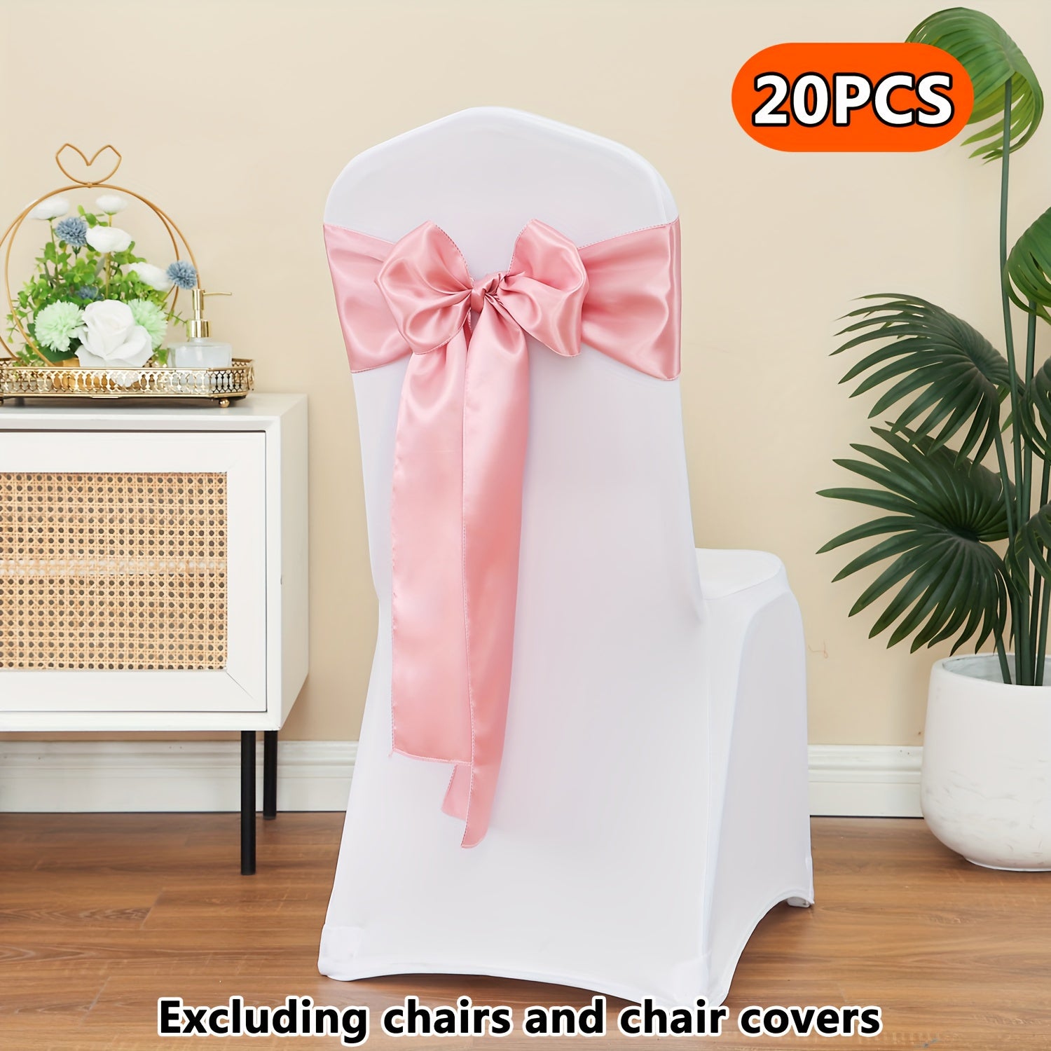 20pcs Satin Chair Curtain Bow, Elegant Streamer, Bowknot, Satin Sashes, Chair Sashes for Decorating, Universal Chair Streamer Ribbon for Weddings, Banquets, Restaurant, Parties, and Events, Suitable for Christmas, Valentine's