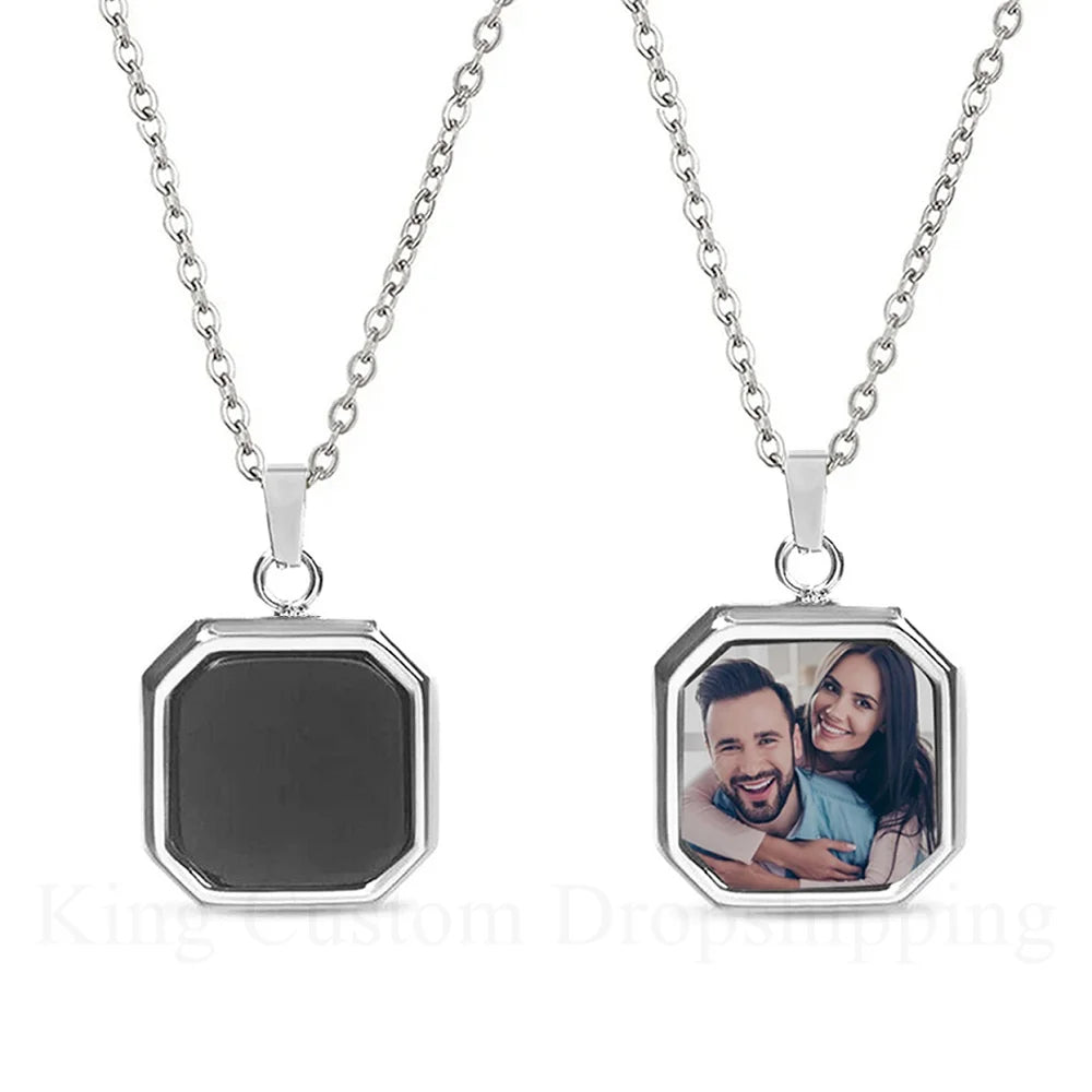 Custom Hidden Picture Heat Activated Magic Heat Photo Magic Necklace with Christmas Day Valentines Pet Dog Photo Gift