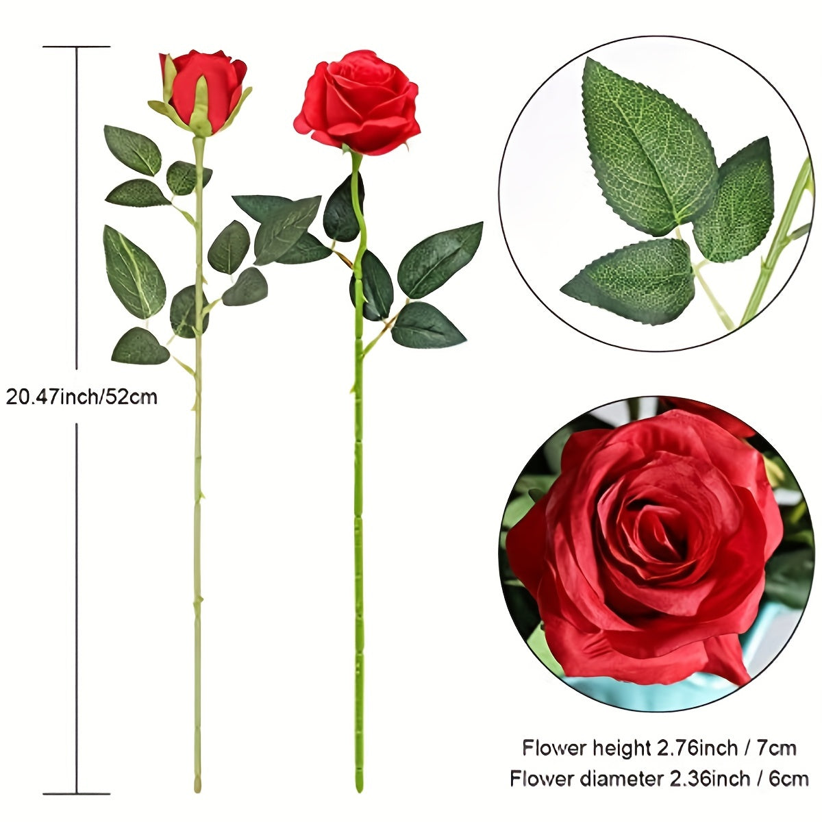 12pcs Realistic Artificial Rose Bouquet for Weddings, Birthdays, and More - Long Stem Roses for Floral Arrangements and Home Decor - Perfect Gift for Valentine's Day, Mother's Day, and Birthdays