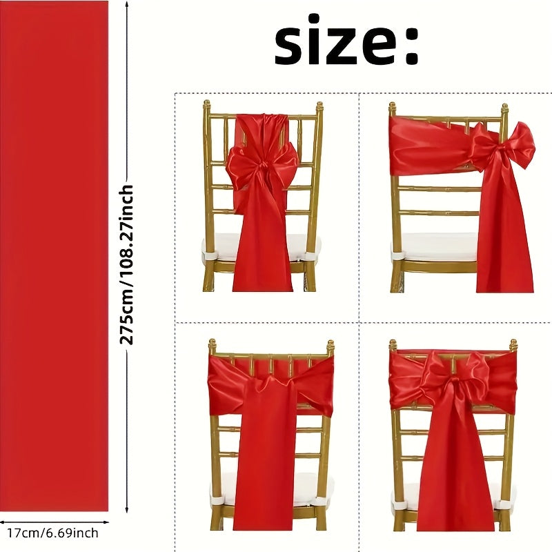 25pcs Elegant Chair Sashes with Bow Tie Polyester 6.69x108.27 Inch Hand Wash Only Contemporary Style All-in-One Design for Wedding Reception Banquet Party Decor Event Decoration Valentine'S Day Birthday Celebration