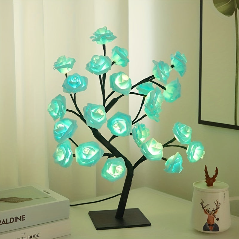 1pc Rose Tree Lamp, DIY Branches Night Lights, Flower Lamp For Valentine's Day Wedding Decor, Bedroom Home Decor