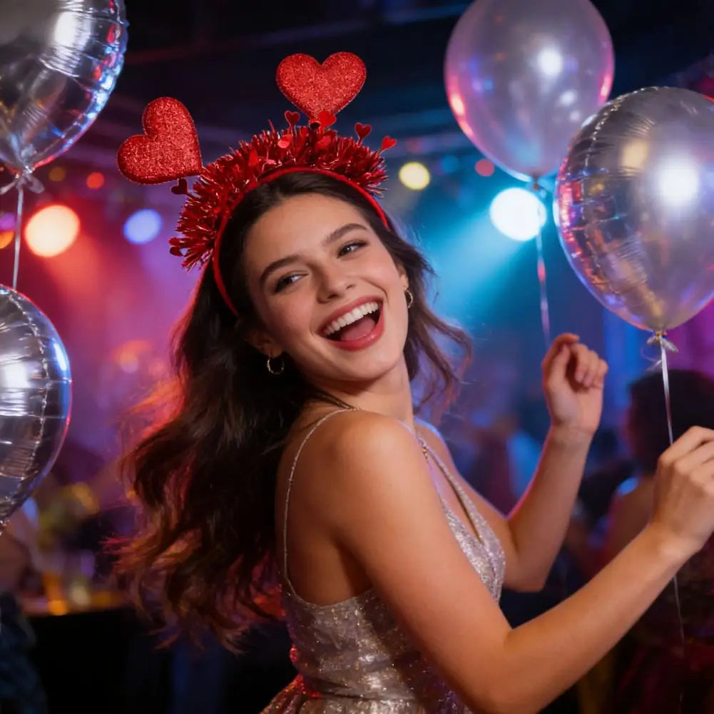 Heart Headband Red Heart Hair Hoop Valentine Day Wedding Headband Love Party Accessory Gift for Women Girls Love Hairband