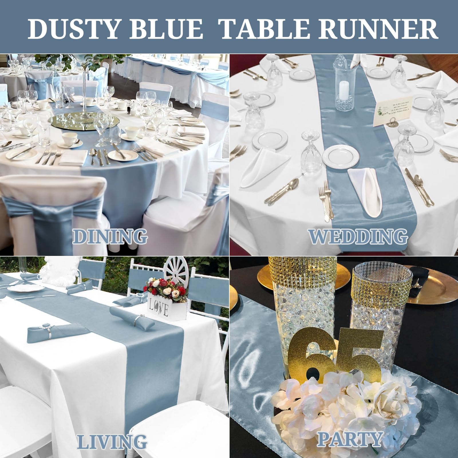 Pesonlook 15 Pack Royal Blue Table Runners 12 x 108 Inch Long for Rectangle Round Tables, Satin Table Runner for Wedding, Birthday Party Banquets Graduation Engagements Decoration
