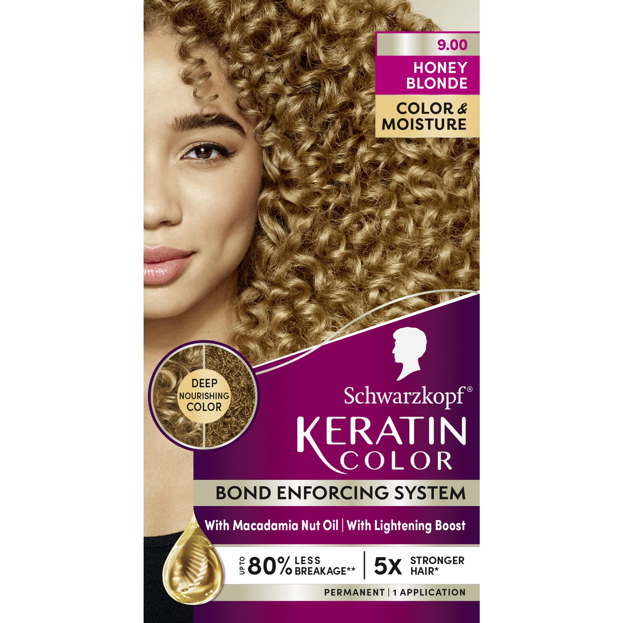 Schwarzkopf Keratin Color Permanent Hair Color, 2.6 Rich Soft Black, 1 Application - Salon Inspired Permanent Hair Dye, for up to 80% Less Breakage vs Untreated Hair and up to 100% Gray Coverage