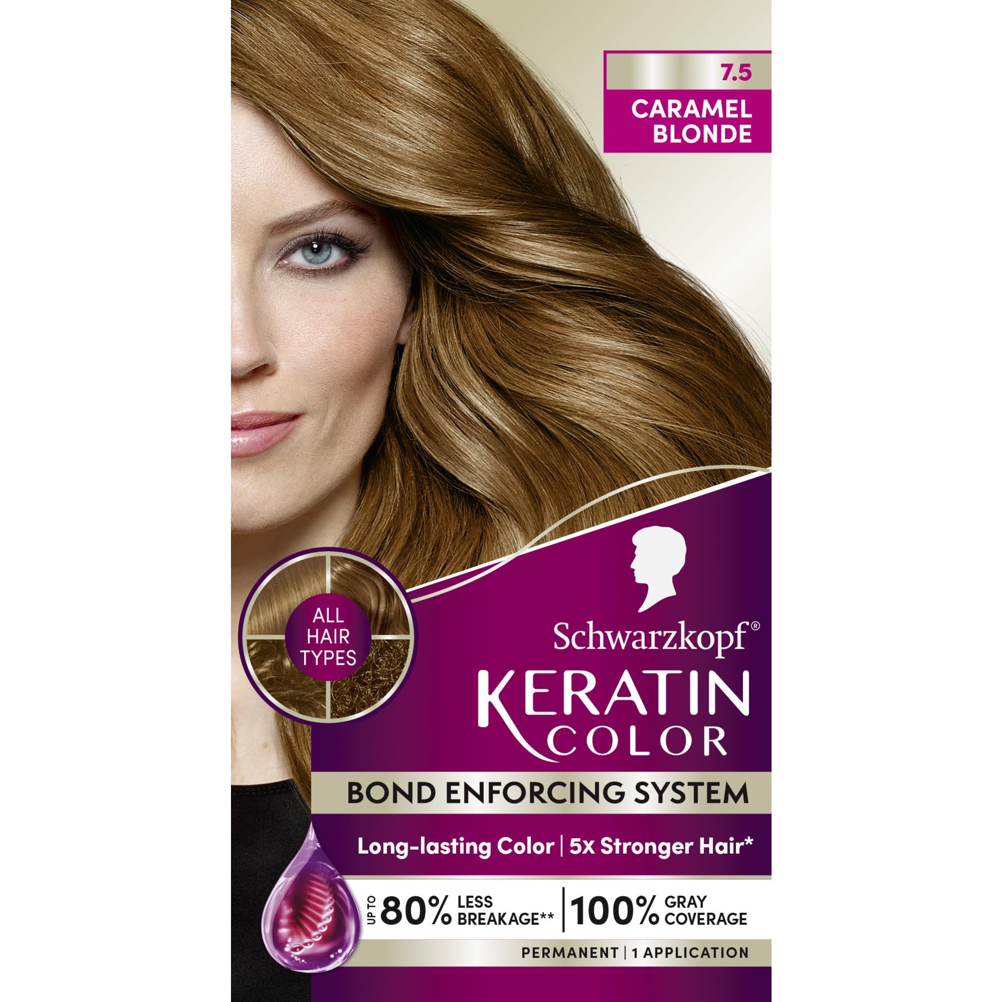 Schwarzkopf Keratin Color Permanent Hair Color, 2.6 Rich Soft Black, 1 Application - Salon Inspired Permanent Hair Dye, for up to 80% Less Breakage vs Untreated Hair and up to 100% Gray Coverage