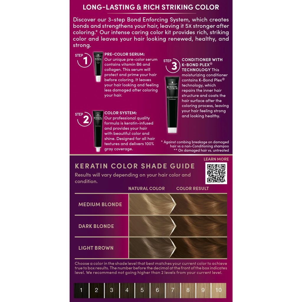 Schwarzkopf Keratin Color Permanent Hair Color, 2.6 Rich Soft Black, 1 Application - Salon Inspired Permanent Hair Dye, for up to 80% Less Breakage vs Untreated Hair and up to 100% Gray Coverage