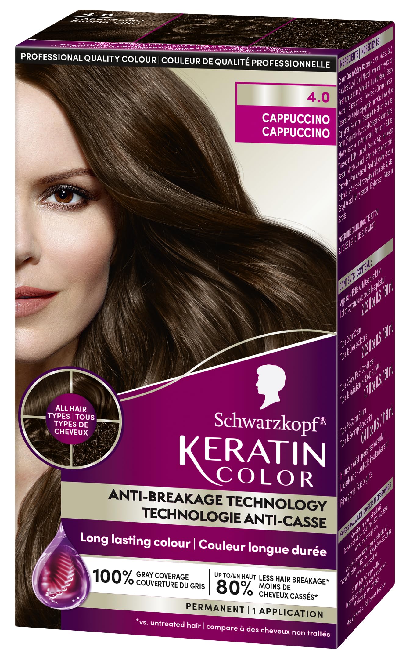 Schwarzkopf Keratin Color Permanent Hair Color, 2.6 Rich Soft Black, 1 Application - Salon Inspired Permanent Hair Dye, for up to 80% Less Breakage vs Untreated Hair and up to 100% Gray Coverage