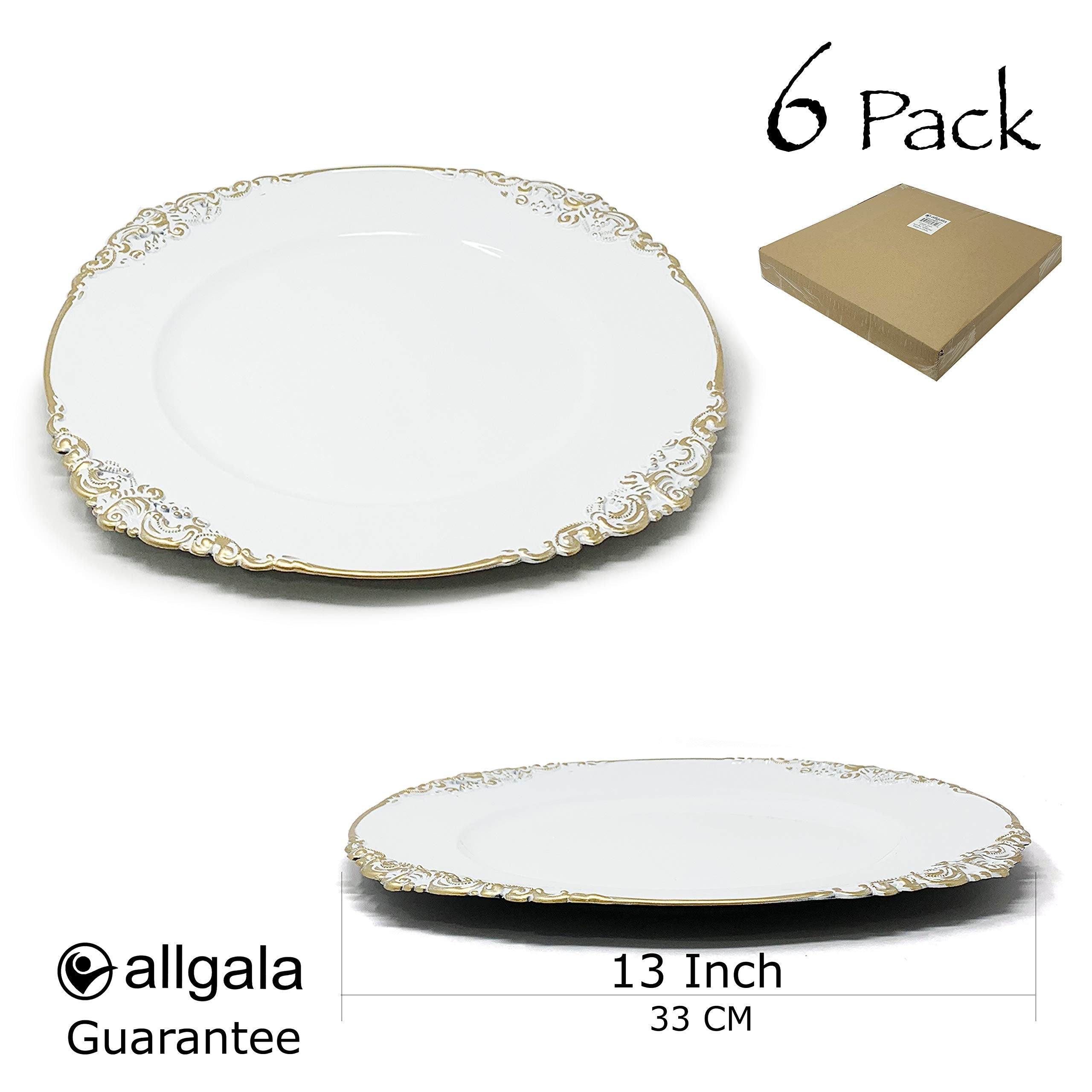 Allgala 13-Inch 6-Pack Heavy Quality Round Charger Plates-Reef Gold-HD80331