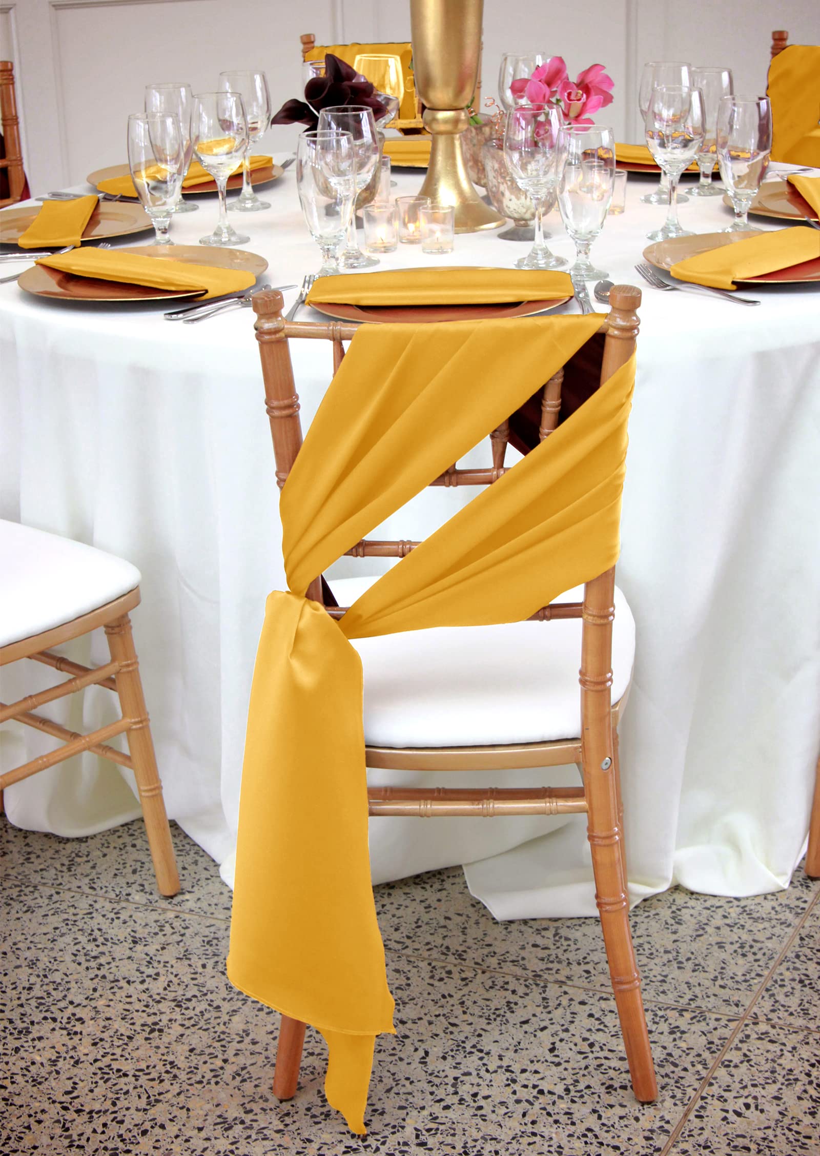 100 PCS Satin Chair Sashes Red Bows Sashes for Chair Covers, Washable Reusable Chair Cover Back Tie Supplies for Wedding Reception Events Banquets Home Kitchen Decoration (7 x 108 inch)