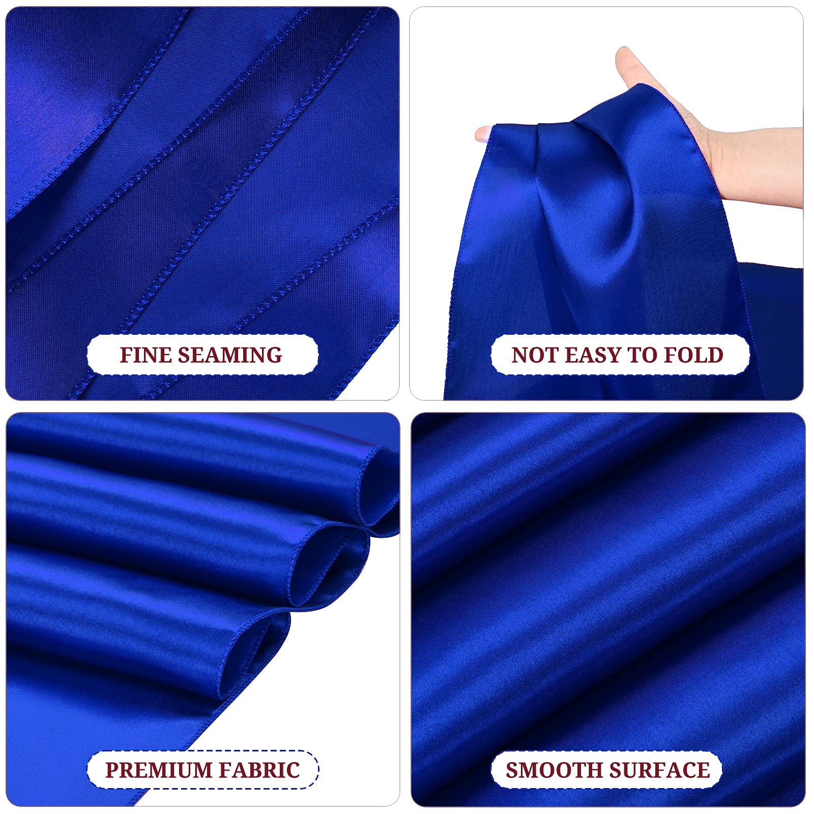 Pesonlook 15 Pack Royal Blue Table Runners 12 x 108 Inch Long for Rectangle Round Tables, Satin Table Runner for Wedding, Birthday Party Banquets Graduation Engagements Decoration