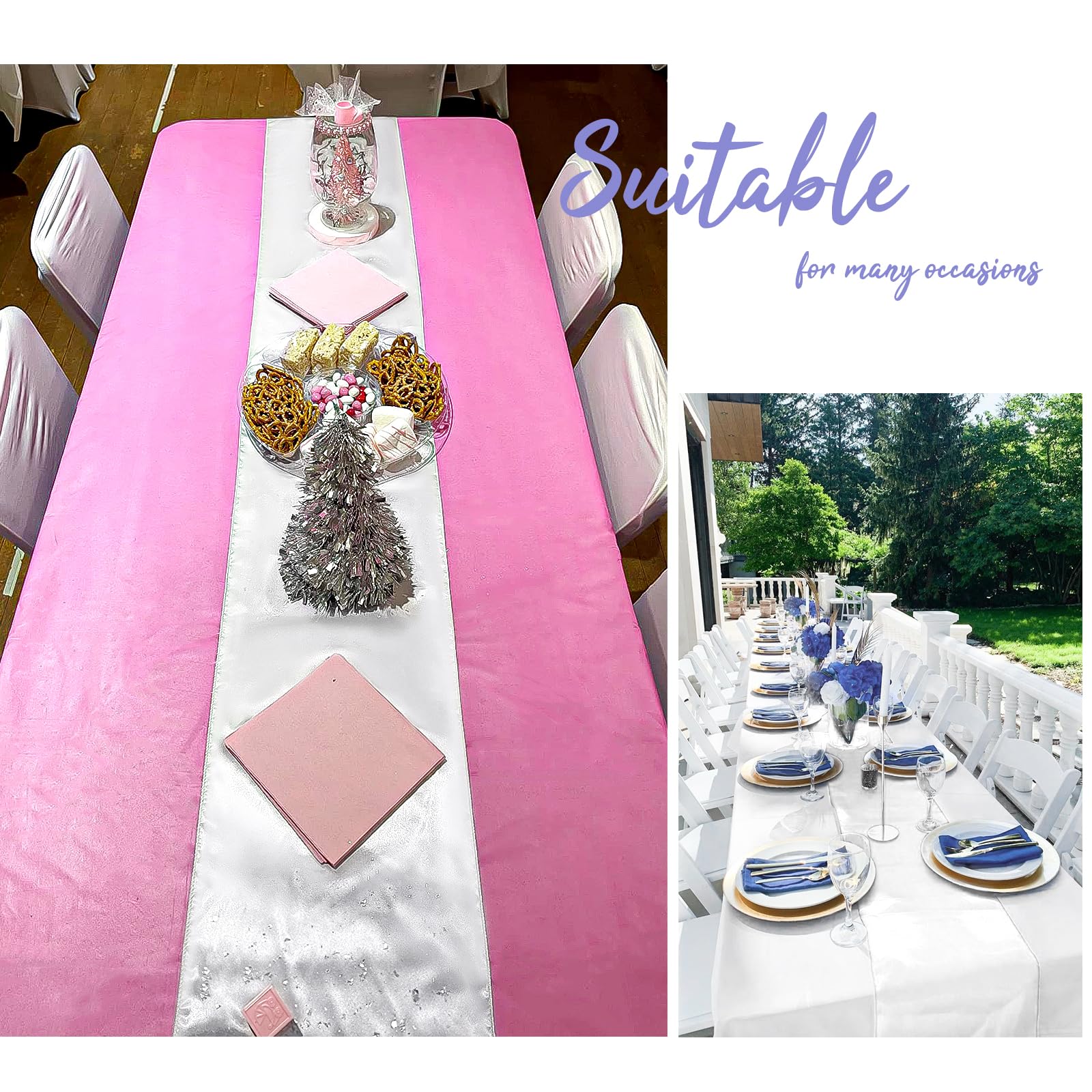 Pesonlook 15 Pack Royal Blue Table Runners 12 x 108 Inch Long for Rectangle Round Tables, Satin Table Runner for Wedding, Birthday Party Banquets Graduation Engagements Decoration