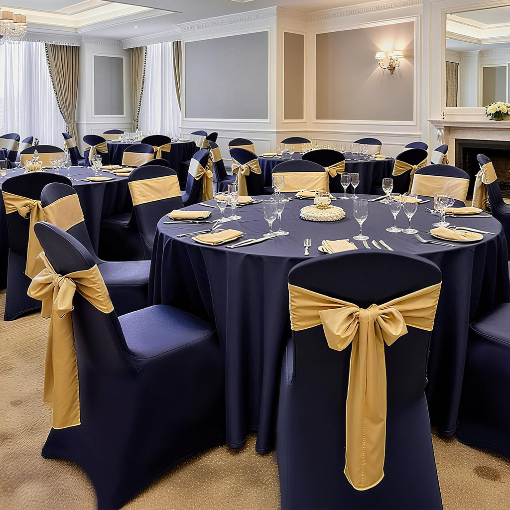 VEVOR 50 Pcs Navy Blue Chair Covers, Polyester Spandex Chair Cover, Stretch Slipcovers for Wedding Party Dining Banquet Flat-Front Chair Covers, Fits Chair Measures up to 20.08 x 17.72 x 37.4 inch