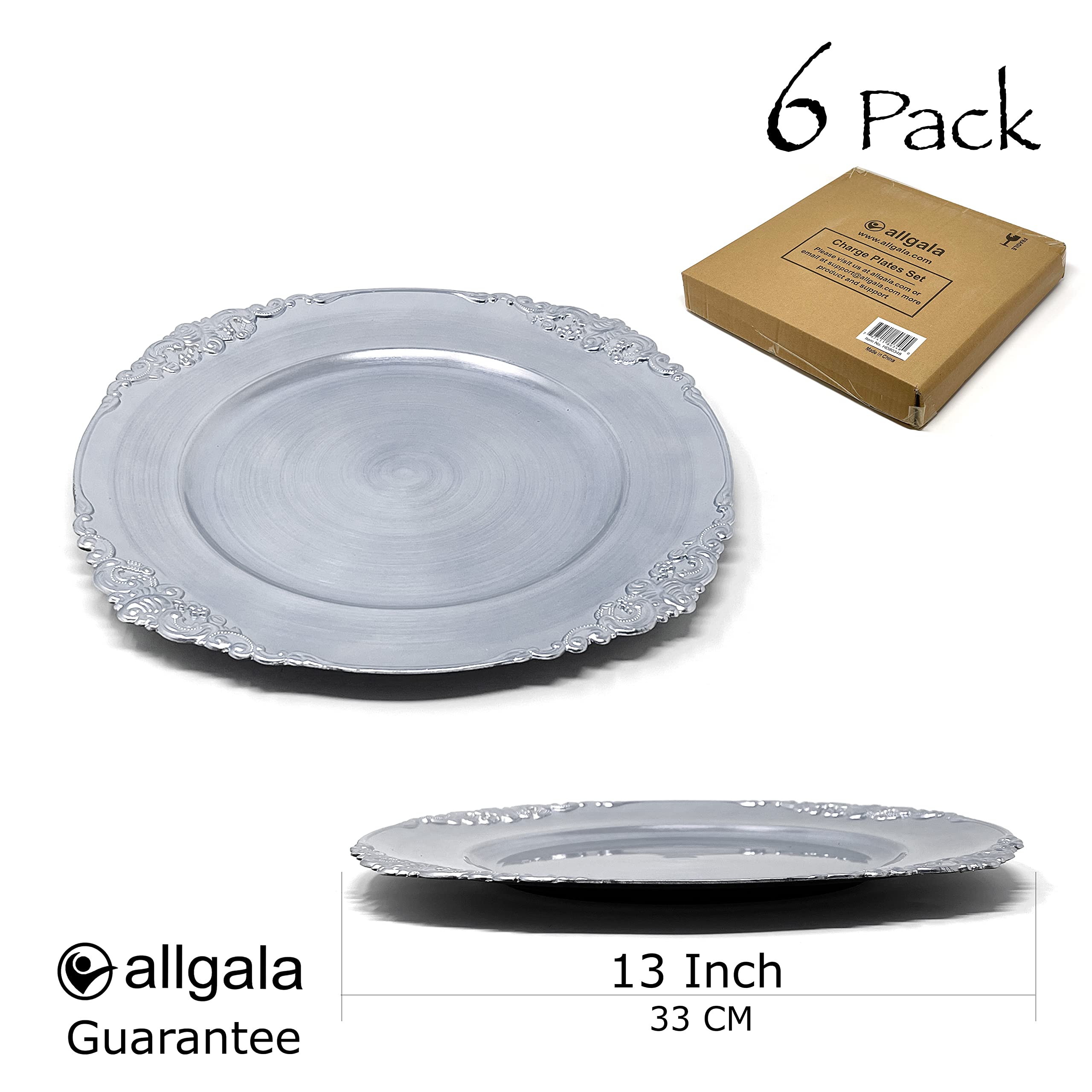 Allgala 13-Inch 6-Pack Heavy Quality Round Charger Plates-Reef Gold-HD80331