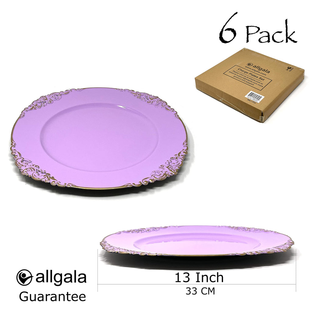 Allgala 13-Inch 6-Pack Heavy Quality Round Charger Plates-Reef Gold-HD80331