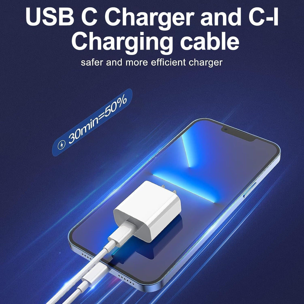 iPhone Charger Apple Charger, [Apple MFi Certified]2 Pack Apple Type C Wall Charger Block with 2 Pack [6FT&10FT] Long USB C to Lightning Cable for iPhone 14/13/12/12 Pro Max/11/Xs Max/XR/X,AirPods Pro