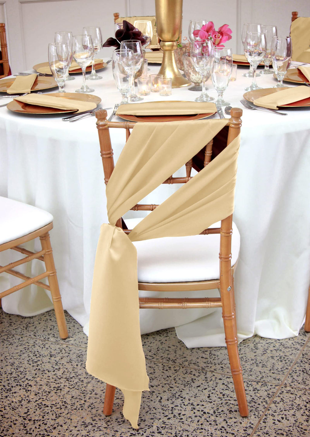 100 PCS Satin Chair Sashes Red Bows Sashes for Chair Covers, Washable Reusable Chair Cover Back Tie Supplies for Wedding Reception Events Banquets Home Kitchen Decoration (7 x 108 inch)