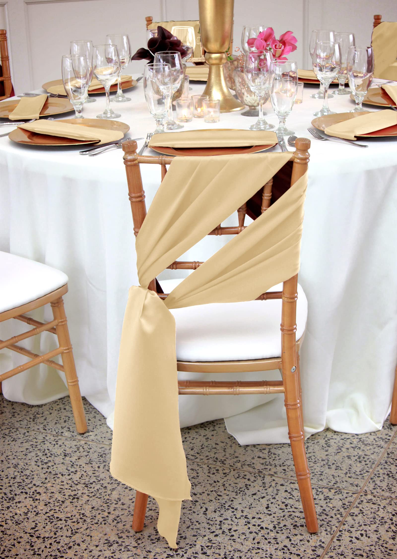 100 PCS Satin Chair Sashes Red Bows Sashes for Chair Covers, Washable Reusable Chair Cover Back Tie Supplies for Wedding Reception Events Banquets Home Kitchen Decoration (7 x 108 inch)