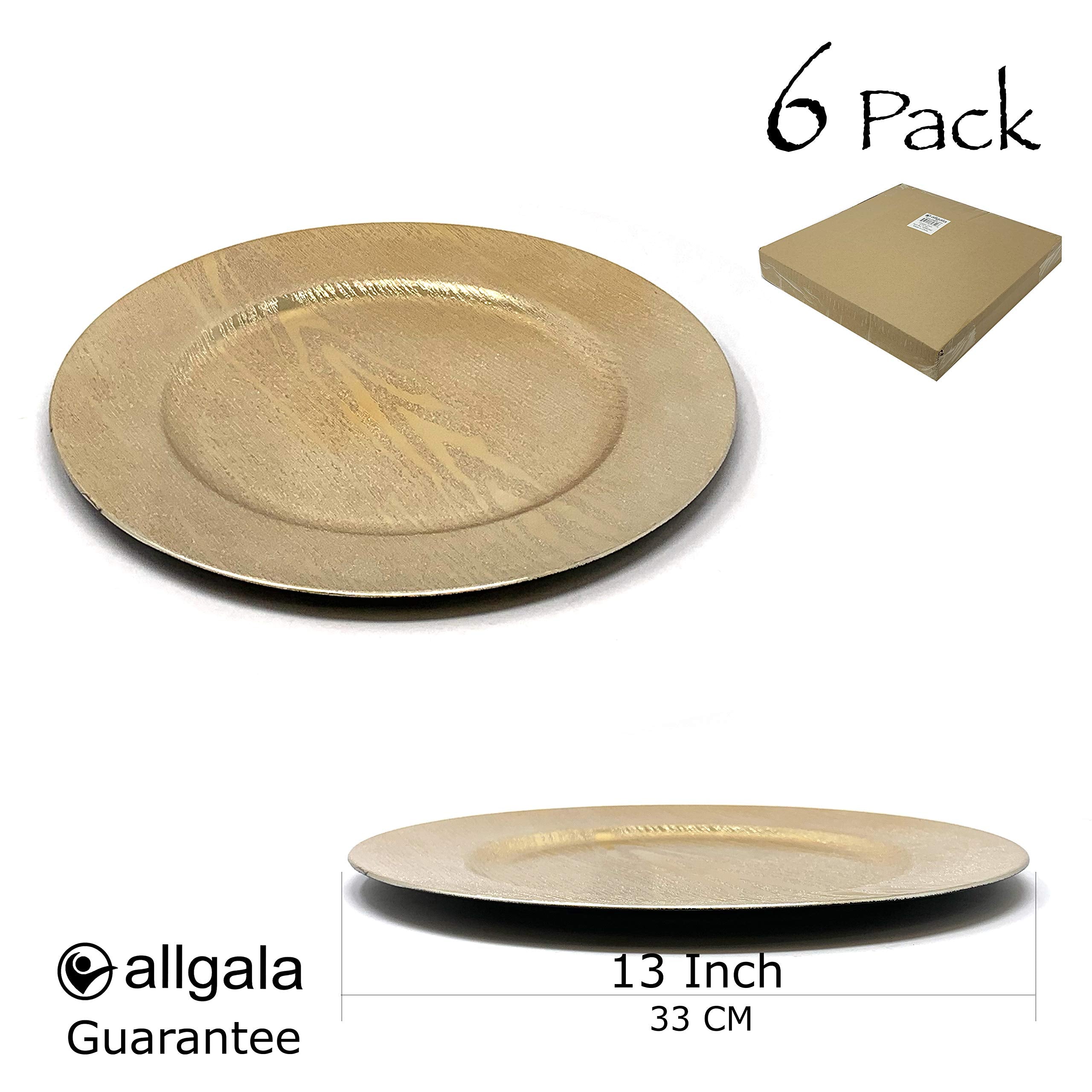 Allgala 13-Inch 6-Pack Heavy Quality Round Charger Plates-Reef Gold-HD80331