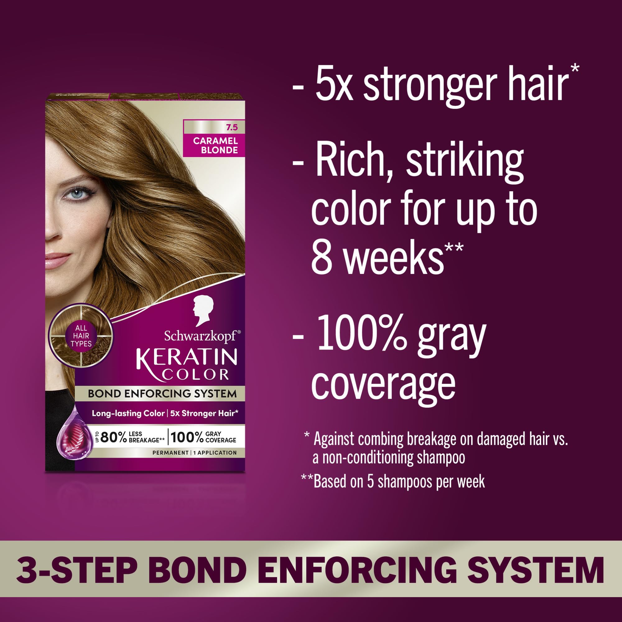 Schwarzkopf Keratin Color Permanent Hair Color, 2.6 Rich Soft Black, 1 Application - Salon Inspired Permanent Hair Dye, for up to 80% Less Breakage vs Untreated Hair and up to 100% Gray Coverage