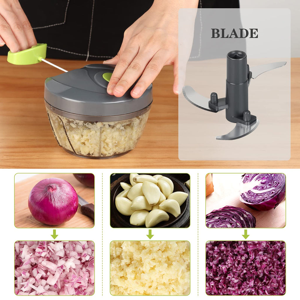 Cambom Manual Food Chopper Vegetable Cutter, Hand String Vegetable Chopper Onions Cutter for Vegetable Fruits Nuts BPA Free Food Safe Material,