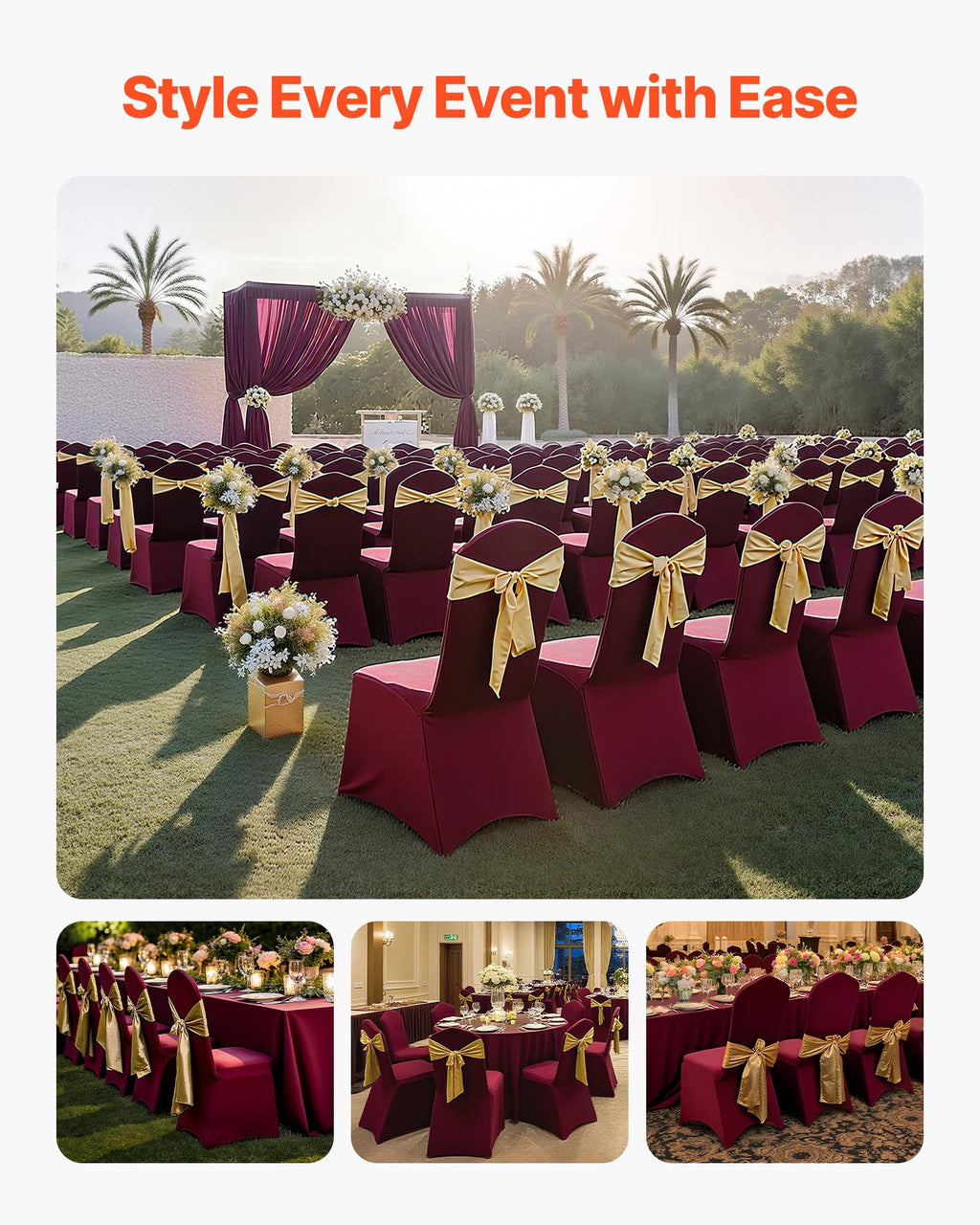 VEVOR 50 Pcs Navy Blue Chair Covers, Polyester Spandex Chair Cover, Stretch Slipcovers for Wedding Party Dining Banquet Flat-Front Chair Covers, Fits Chair Measures up to 20.08 x 17.72 x 37.4 inch