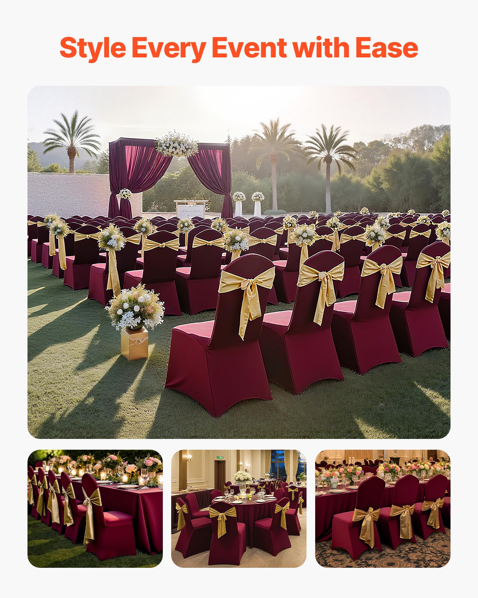 VEVOR 50 Pcs Navy Blue Chair Covers, Polyester Spandex Chair Cover, Stretch Slipcovers for Wedding Party Dining Banquet Flat-Front Chair Covers, Fits Chair Measures up to 20.08 x 17.72 x 37.4 inch