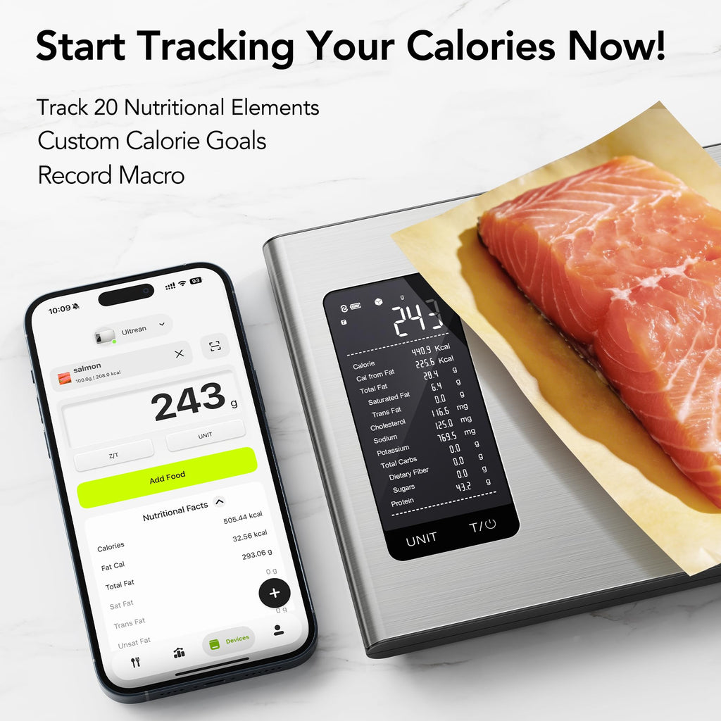 Ultrean Food Scale, Digital Kitchen Scale Weight Grams and Ounces for Baking and Cooking, 6 Units with Tare Function, 11lb (Batteries Included) (Black)