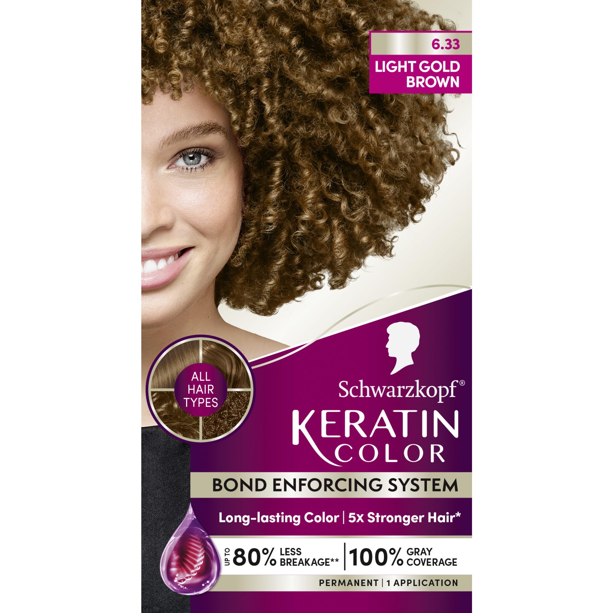 Schwarzkopf Keratin Color Permanent Hair Color, 2.6 Rich Soft Black, 1 Application - Salon Inspired Permanent Hair Dye, for up to 80% Less Breakage vs Untreated Hair and up to 100% Gray Coverage