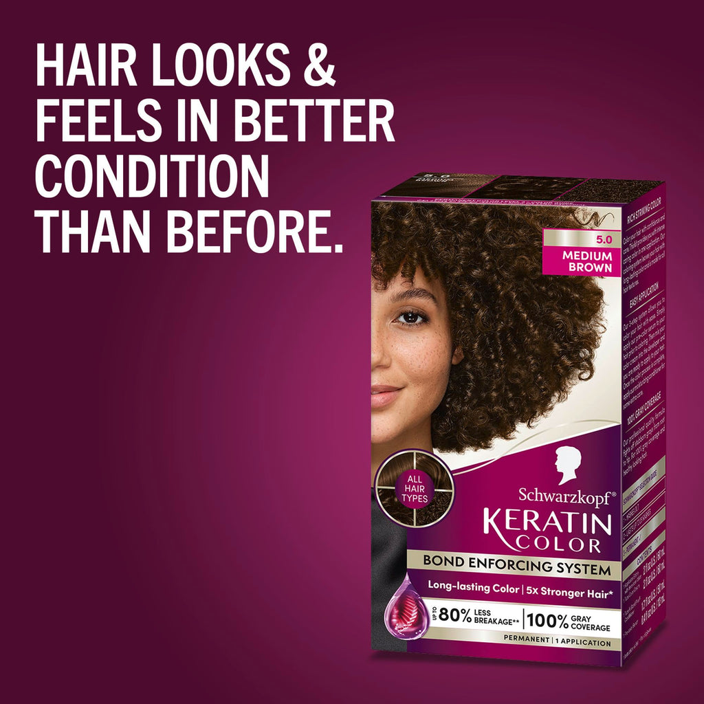 Schwarzkopf Keratin Color Permanent Hair Color, 2.6 Rich Soft Black, 1 Application - Salon Inspired Permanent Hair Dye, for up to 80% Less Breakage vs Untreated Hair and up to 100% Gray Coverage