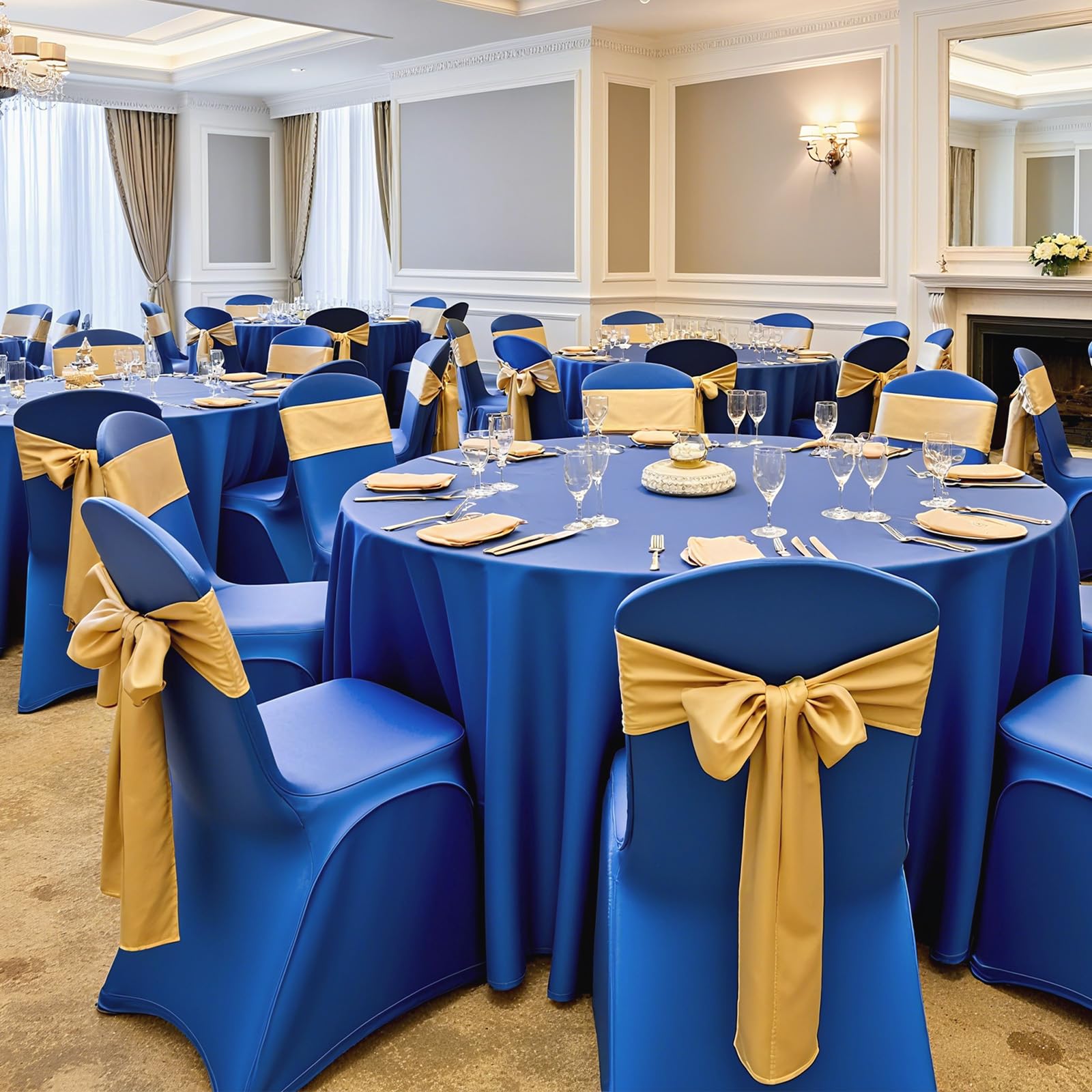 VEVOR 50 Pcs Navy Blue Chair Covers, Polyester Spandex Chair Cover, Stretch Slipcovers for Wedding Party Dining Banquet Flat-Front Chair Covers, Fits Chair Measures up to 20.08 x 17.72 x 37.4 inch