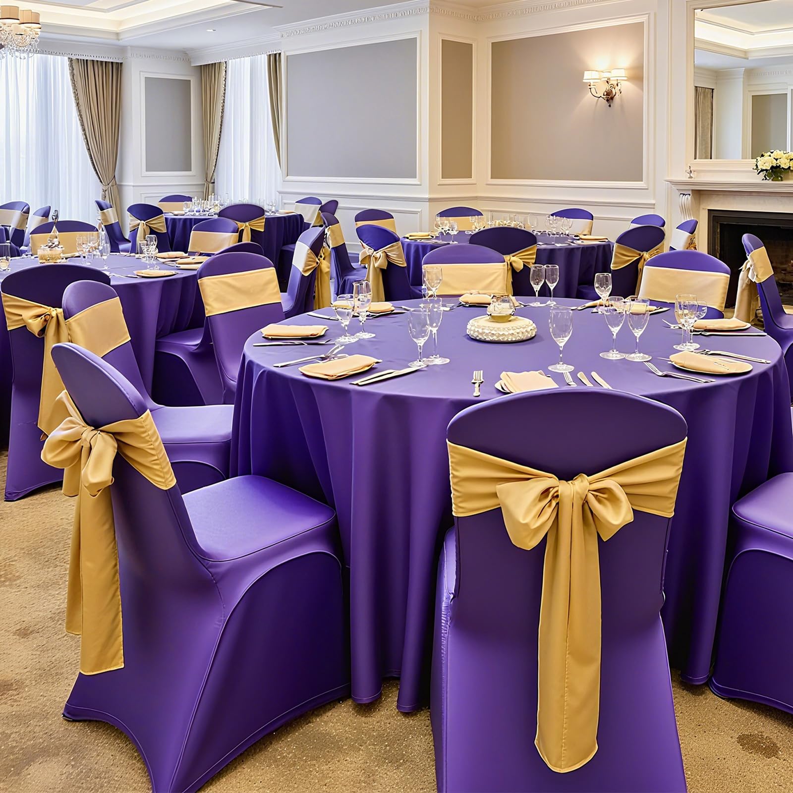 VEVOR 50 Pcs Navy Blue Chair Covers, Polyester Spandex Chair Cover, Stretch Slipcovers for Wedding Party Dining Banquet Flat-Front Chair Covers, Fits Chair Measures up to 20.08 x 17.72 x 37.4 inch