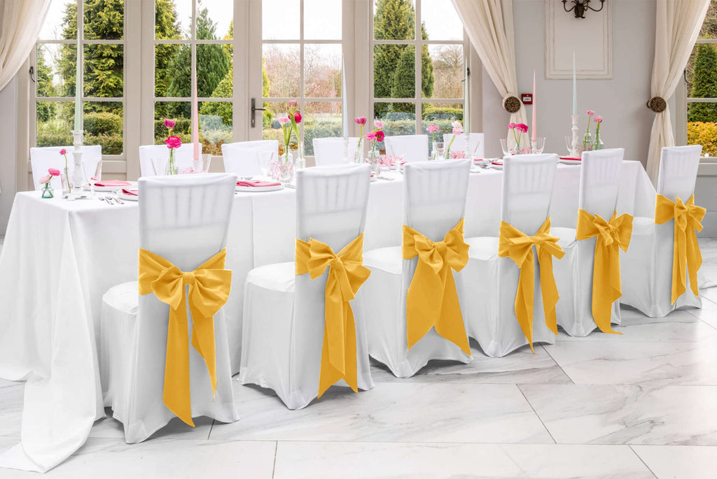 100 PCS Satin Chair Sashes Red Bows Sashes for Chair Covers, Washable Reusable Chair Cover Back Tie Supplies for Wedding Reception Events Banquets Home Kitchen Decoration (7 x 108 inch)