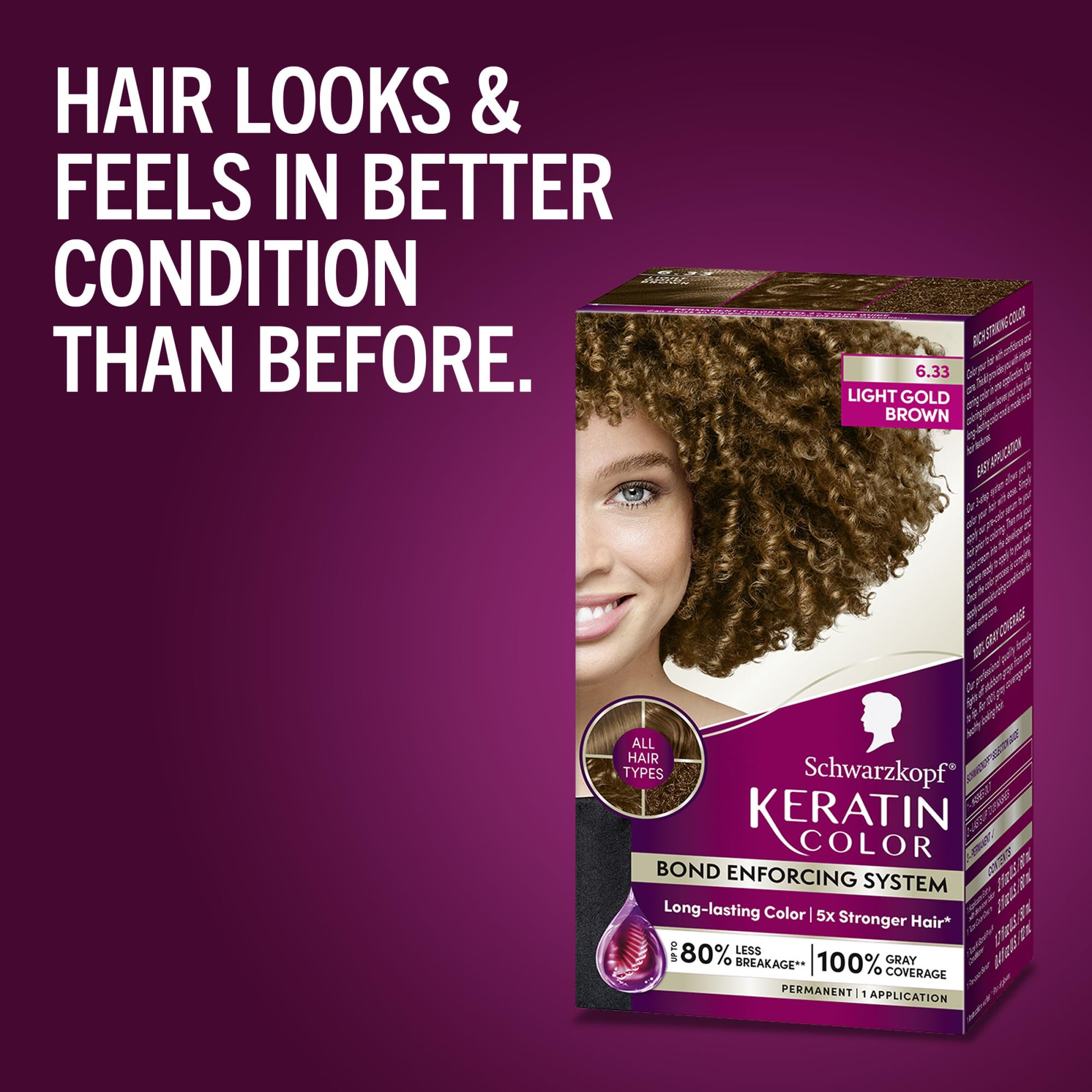 Schwarzkopf Keratin Color Permanent Hair Color, 2.6 Rich Soft Black, 1 Application - Salon Inspired Permanent Hair Dye, for up to 80% Less Breakage vs Untreated Hair and up to 100% Gray Coverage