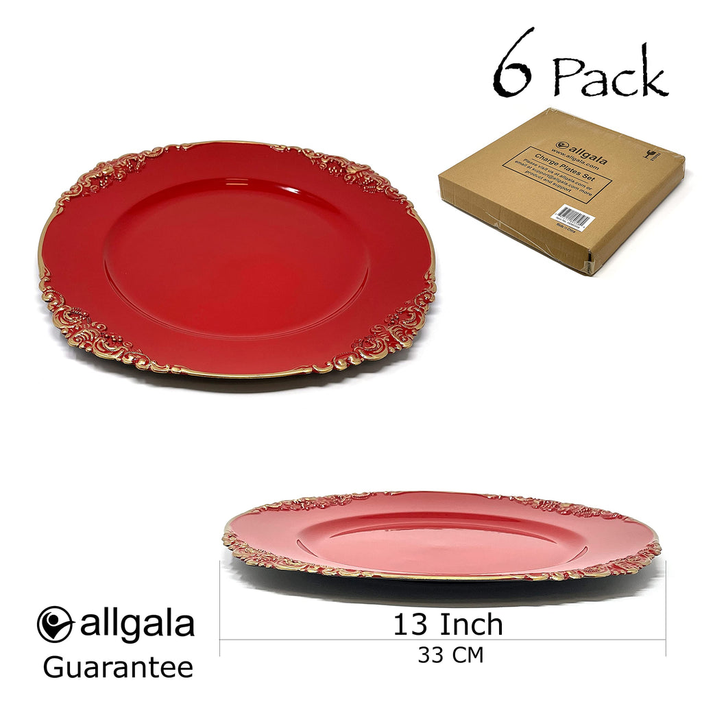 Allgala 13-Inch 6-Pack Heavy Quality Round Charger Plates-Reef Gold-HD80331
