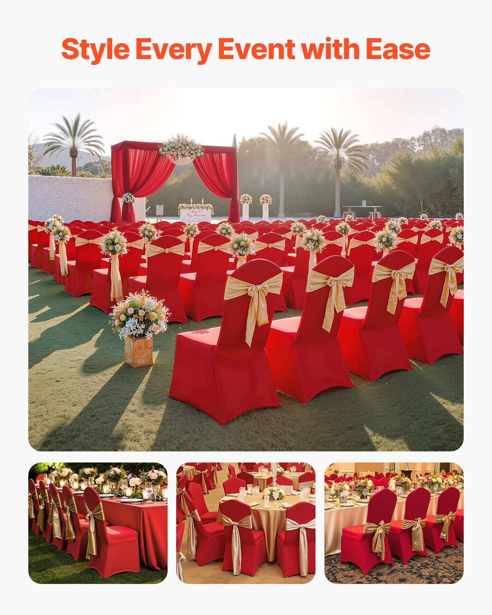 VEVOR 50 Pcs Navy Blue Chair Covers, Polyester Spandex Chair Cover, Stretch Slipcovers for Wedding Party Dining Banquet Flat-Front Chair Covers, Fits Chair Measures up to 20.08 x 17.72 x 37.4 inch
