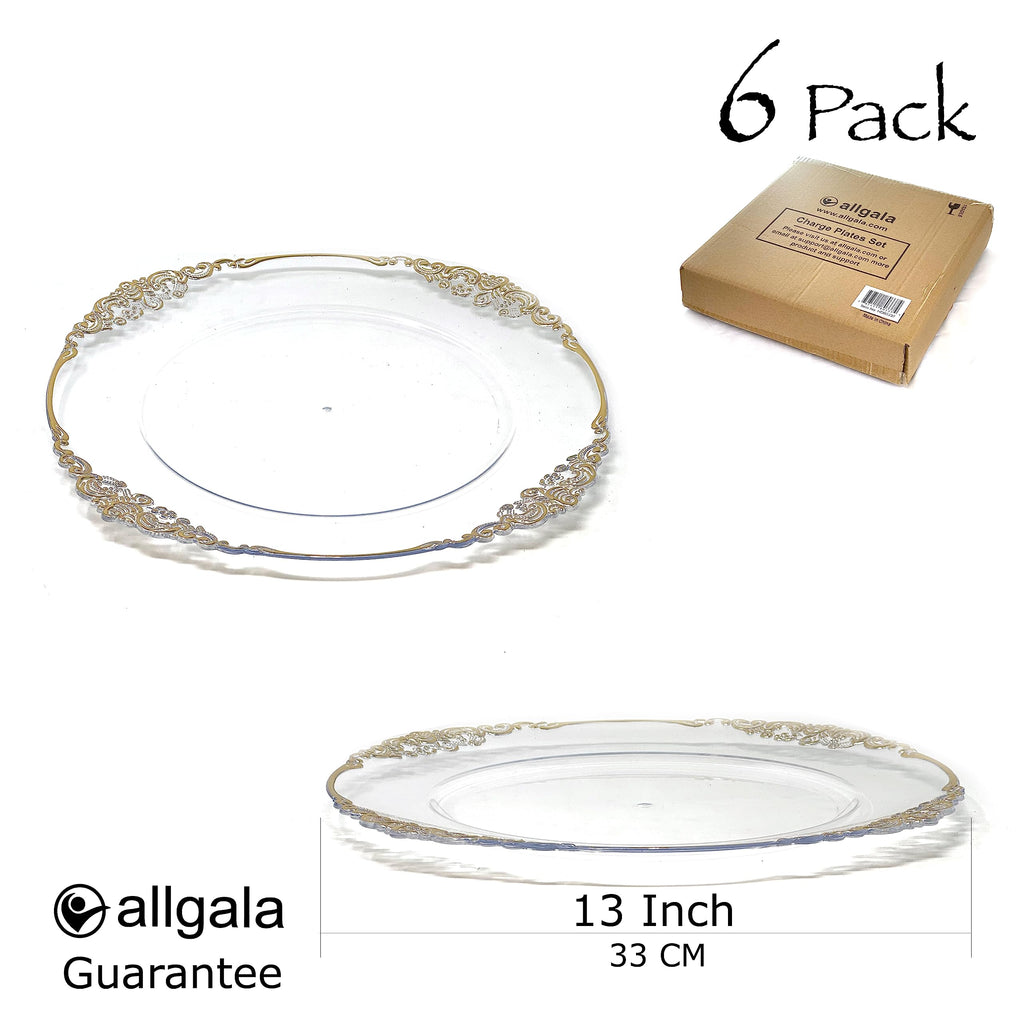 Allgala 13-Inch 6-Pack Heavy Quality Round Charger Plates-Reef Gold-HD80331
