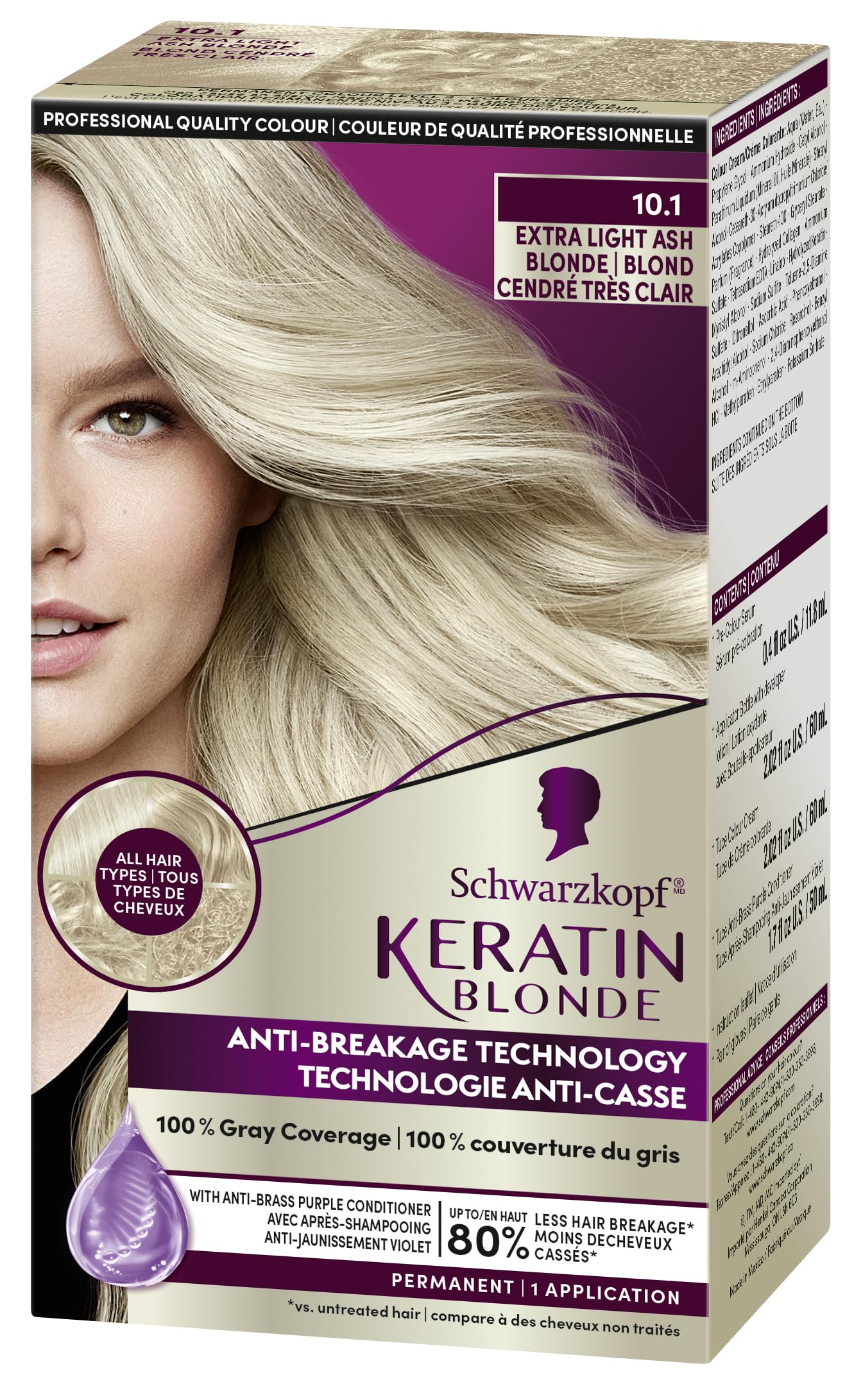 Schwarzkopf Keratin Color Permanent Hair Color, 2.6 Rich Soft Black, 1 Application - Salon Inspired Permanent Hair Dye, for up to 80% Less Breakage vs Untreated Hair and up to 100% Gray Coverage